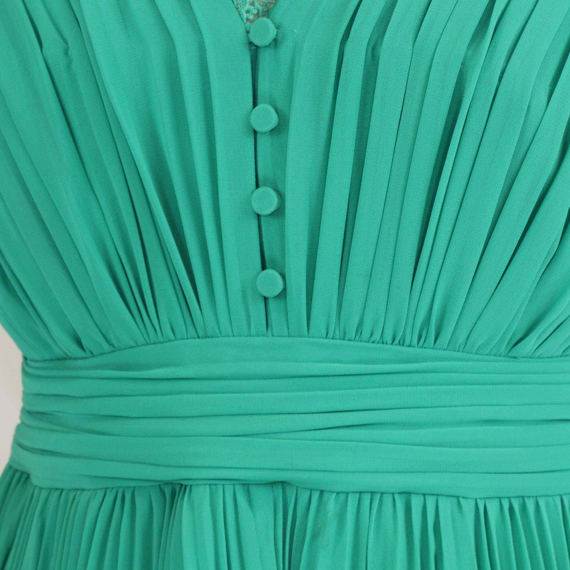 Self-Portrait Green Pleated Chiffon Mini Dress Womens Self-Portrait