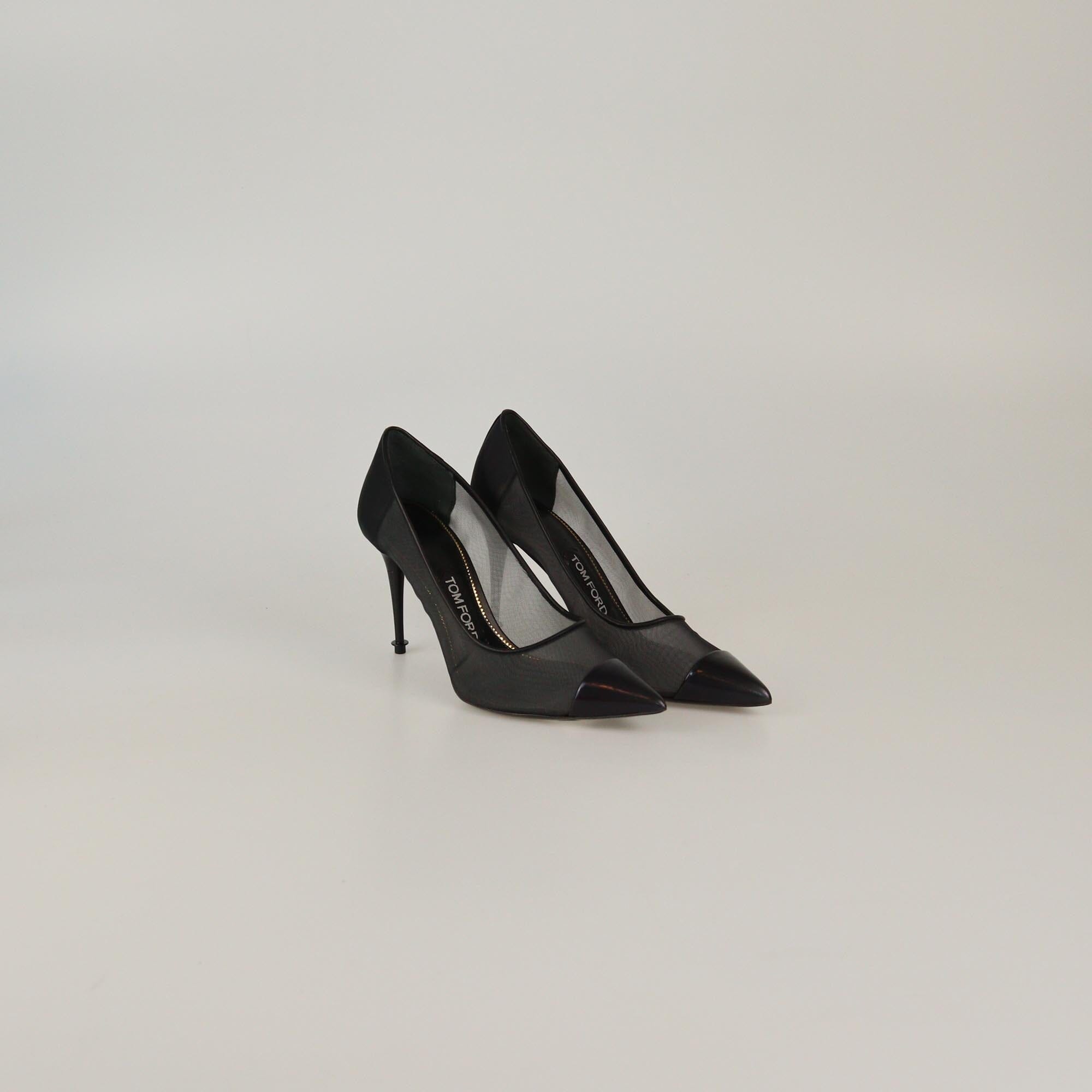 Tom Ford Black Mesh Cap Pointed Toe Pumps Womens Tom Ford