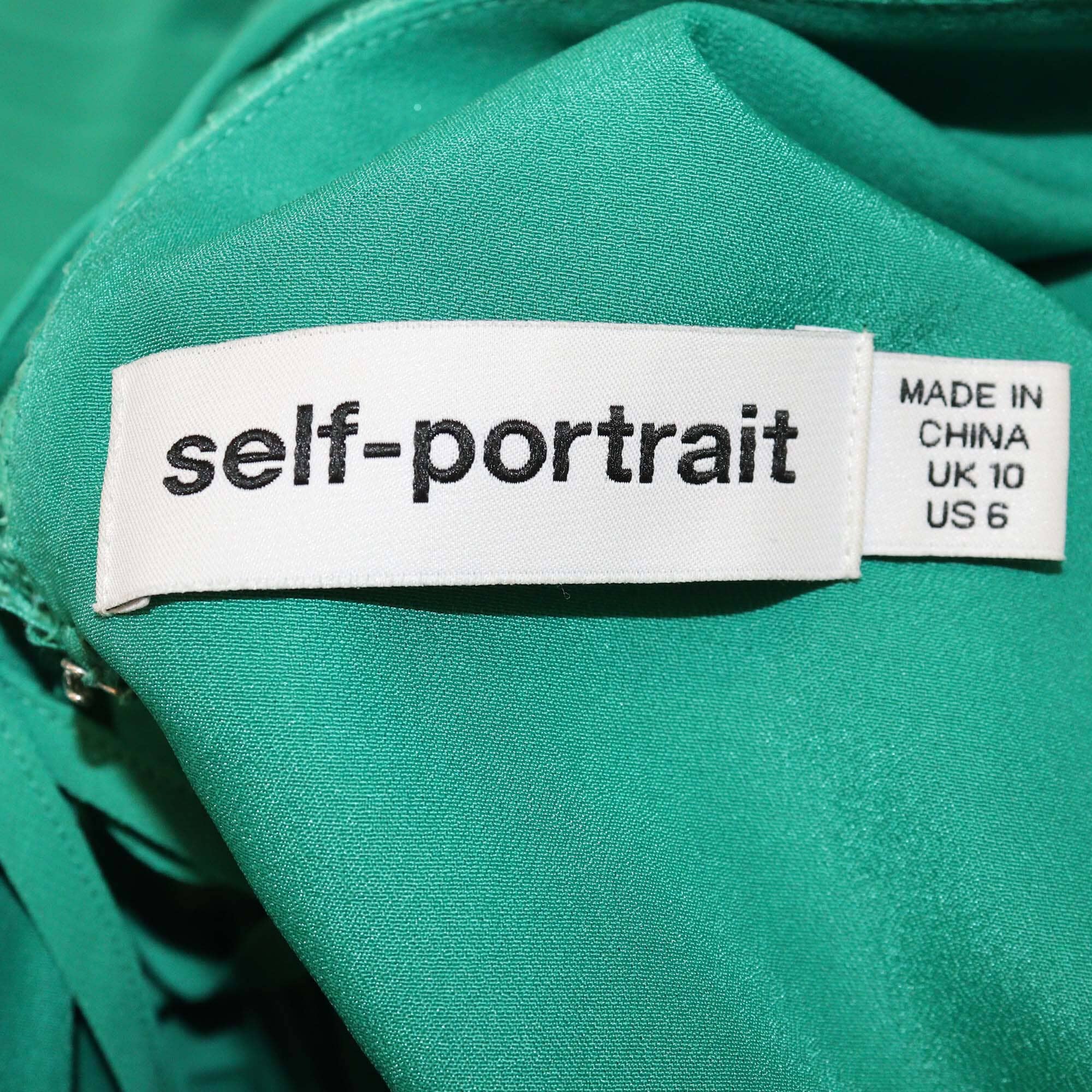 Self-Portrait Green Pleated Chiffon Mini Dress Womens Self-Portrait