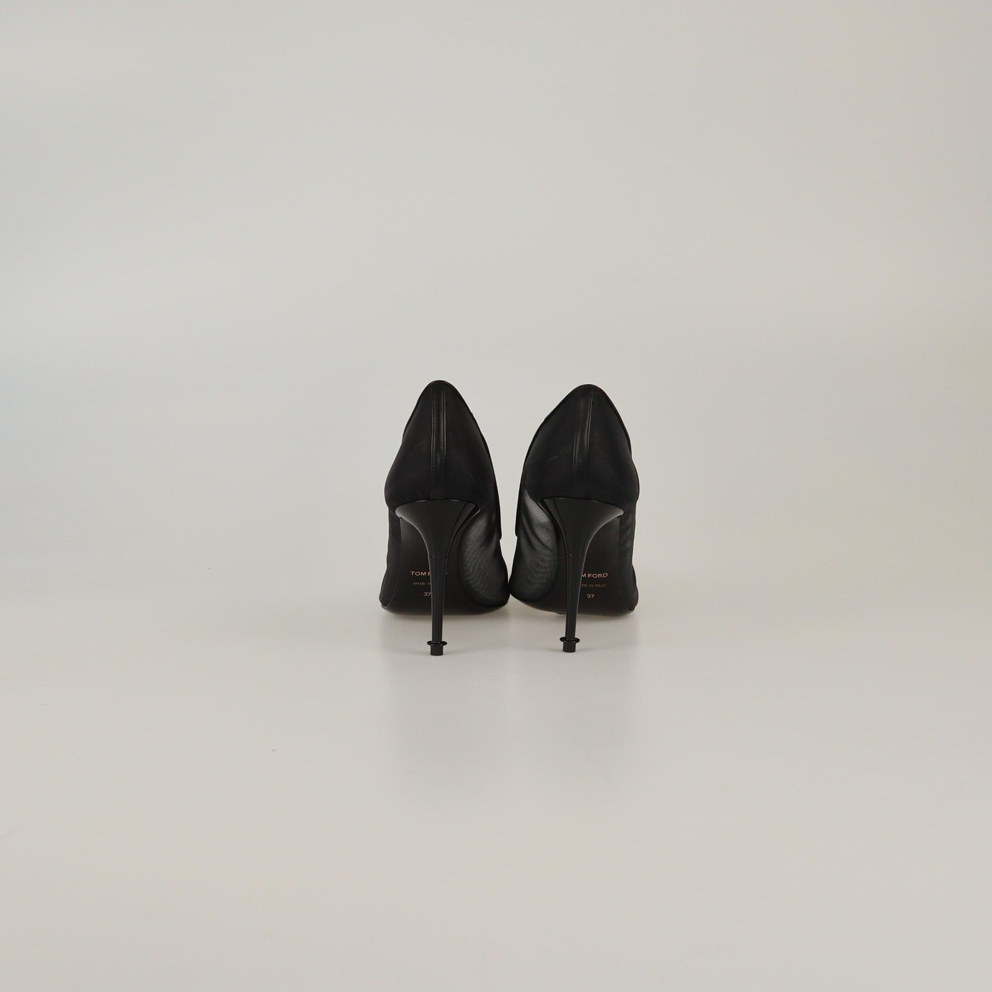 Tom Ford Black Mesh Cap Pointed Toe Pumps Womens Tom Ford