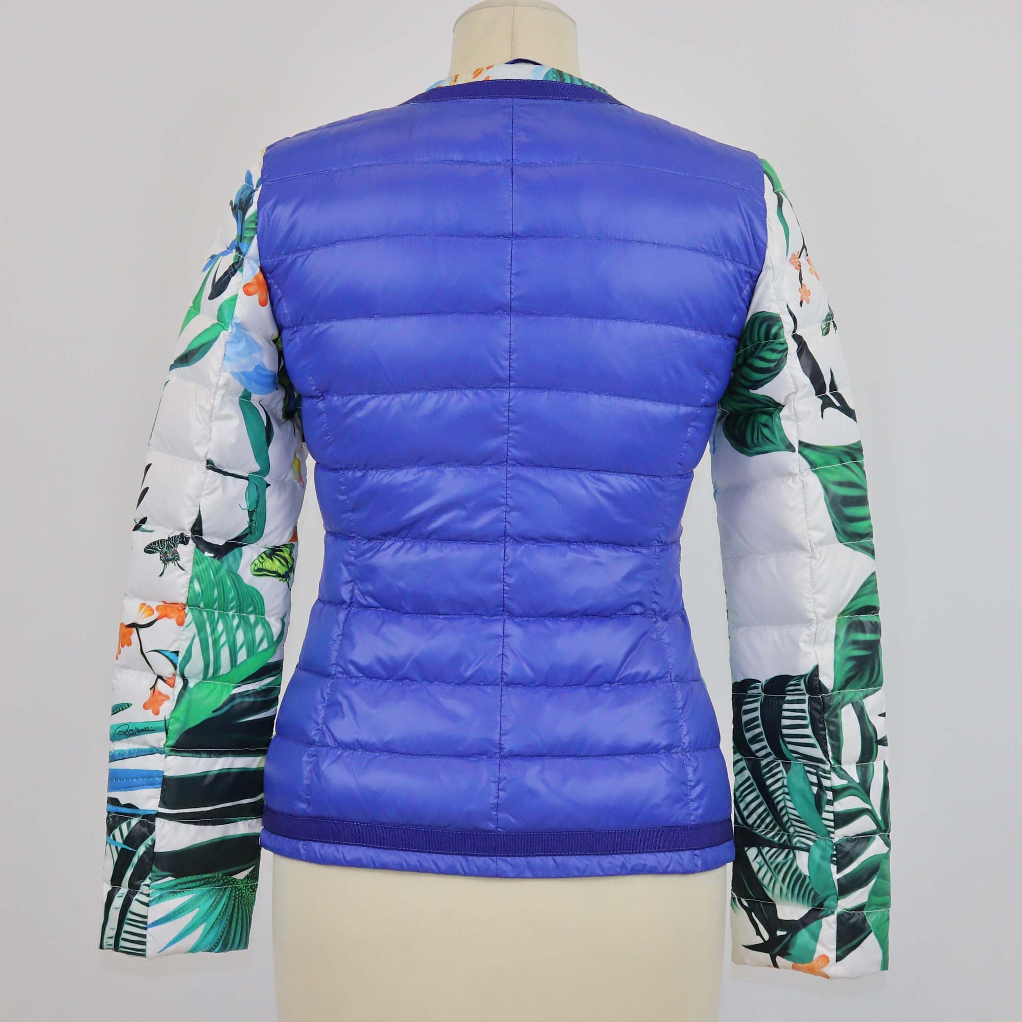 Roberto Cavalli Multicolor Tropical Floral Print Puffer Jacket