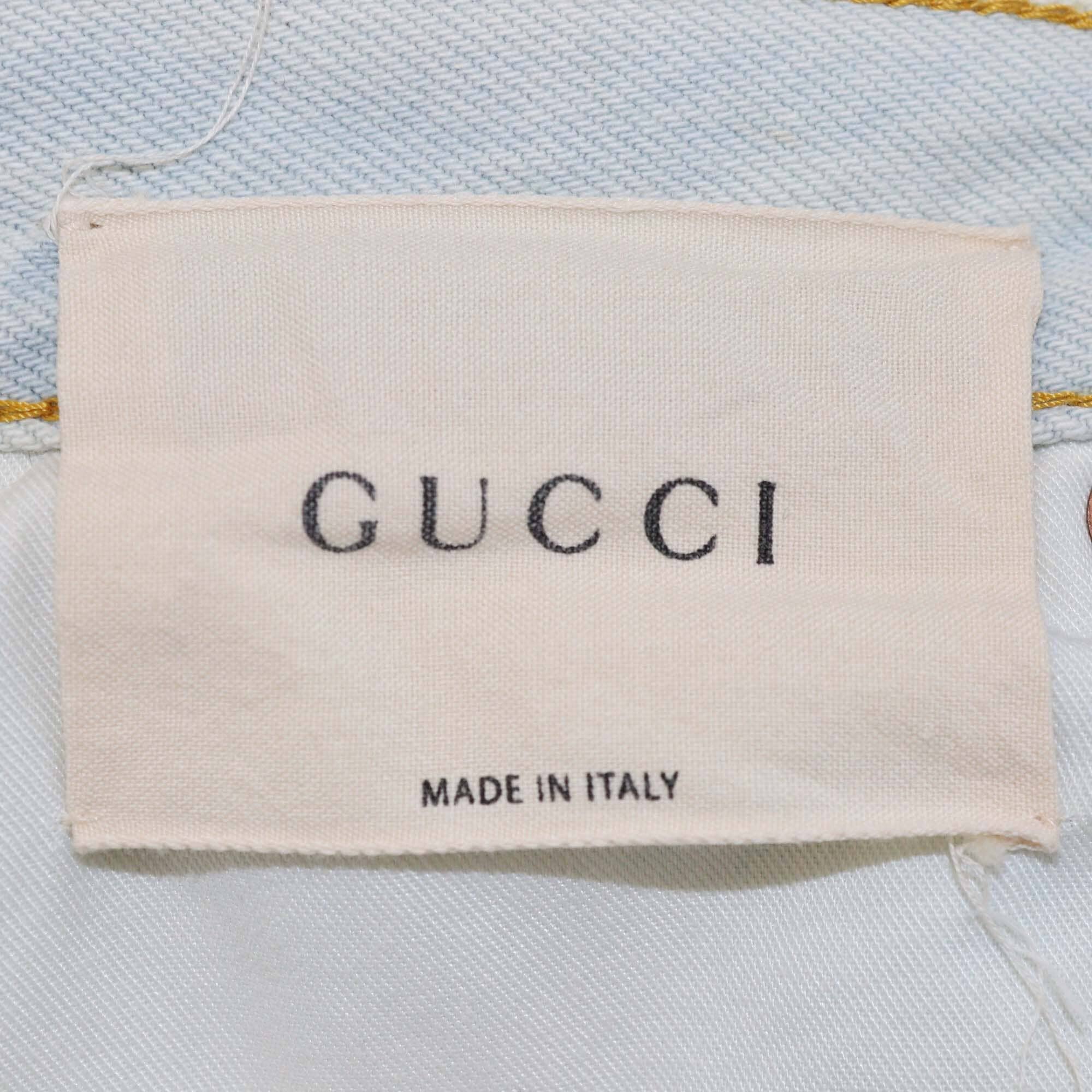 Gucci Wash Blue Denim Button Fly Pants Womens Gucci