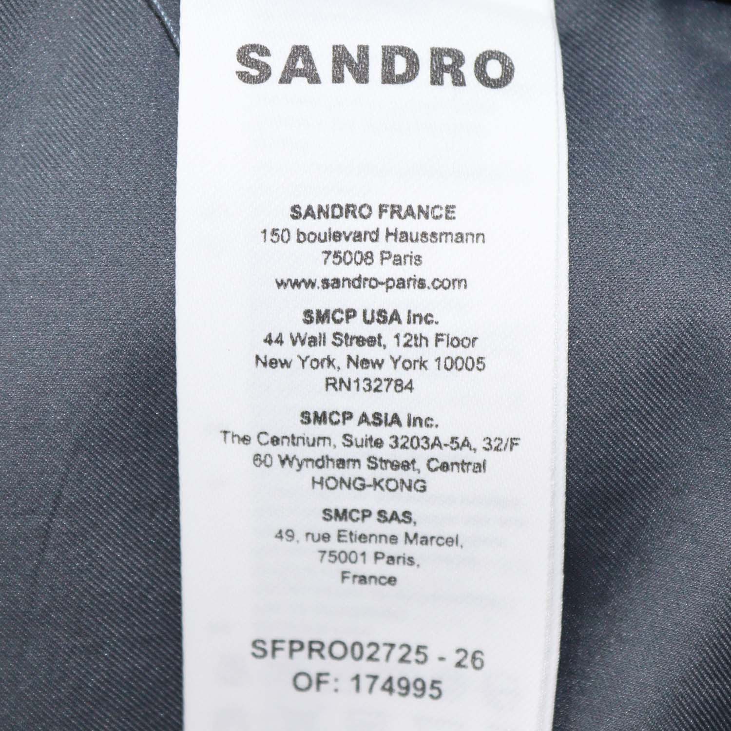 Sandro Bleu Gris Blend Polyester Cut Out Detail Mini Shirt Dress