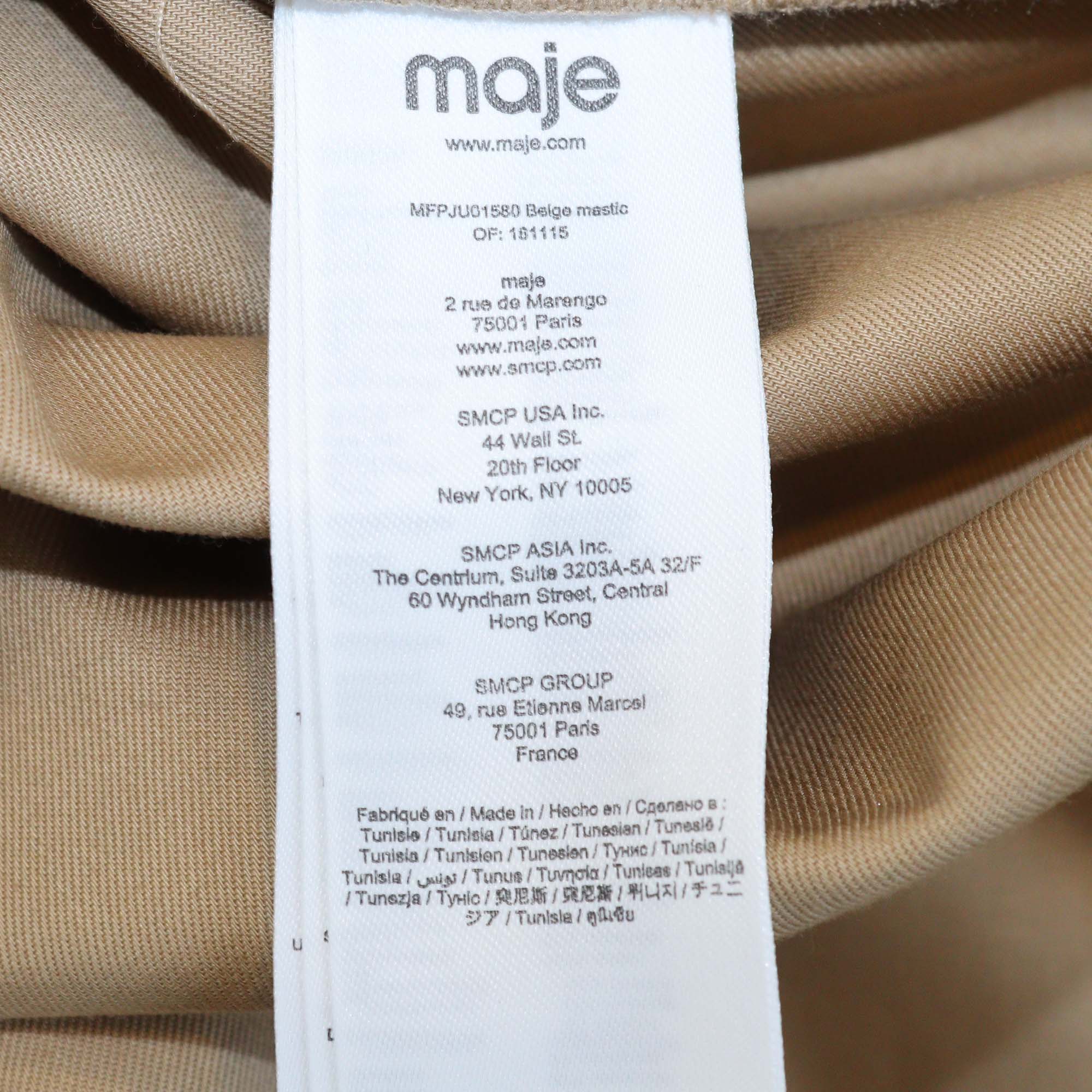 Maje Beige Mastic Cotton Bomber Jacket & Midi Skirt Set