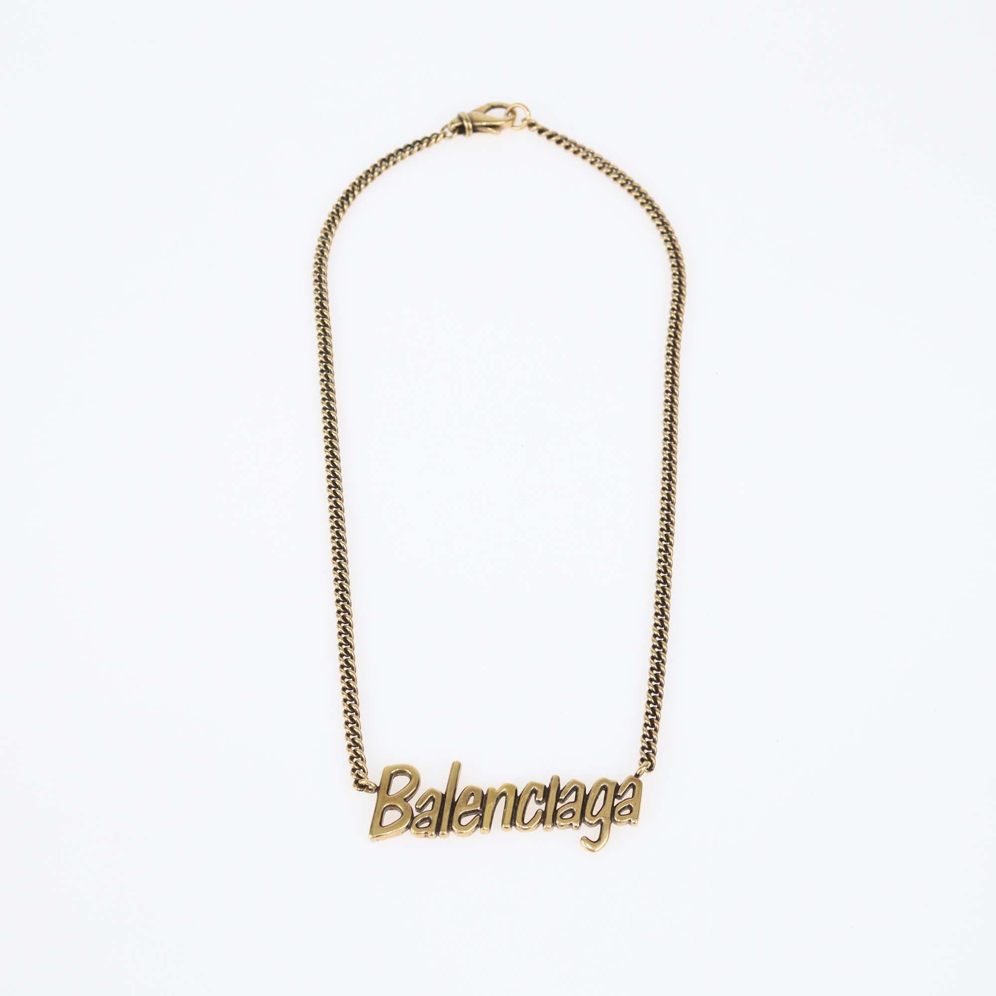 Bealenciaga Gold Tone Metal Typo Necklace