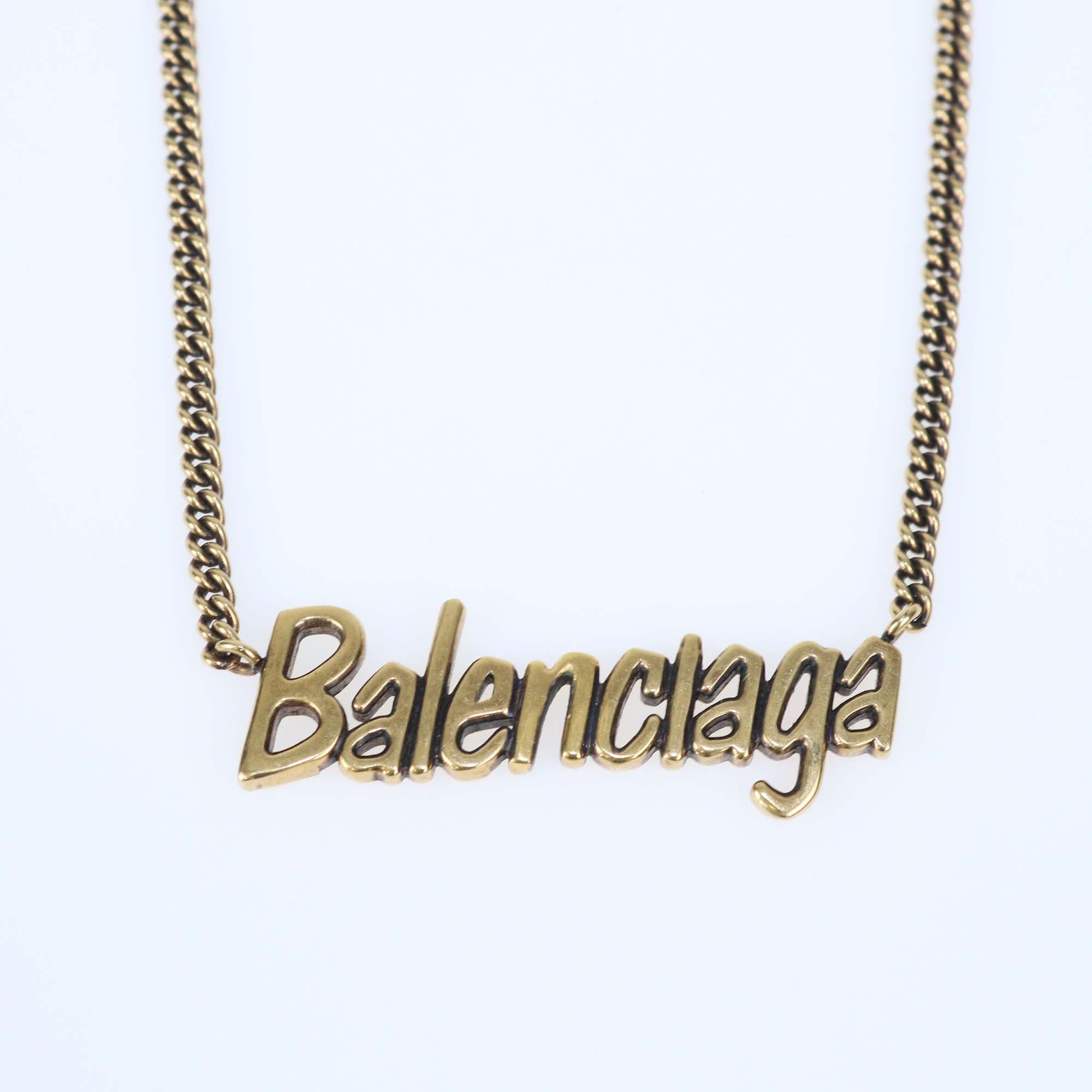 Bealenciaga Gold Tone Metal Typo Necklace