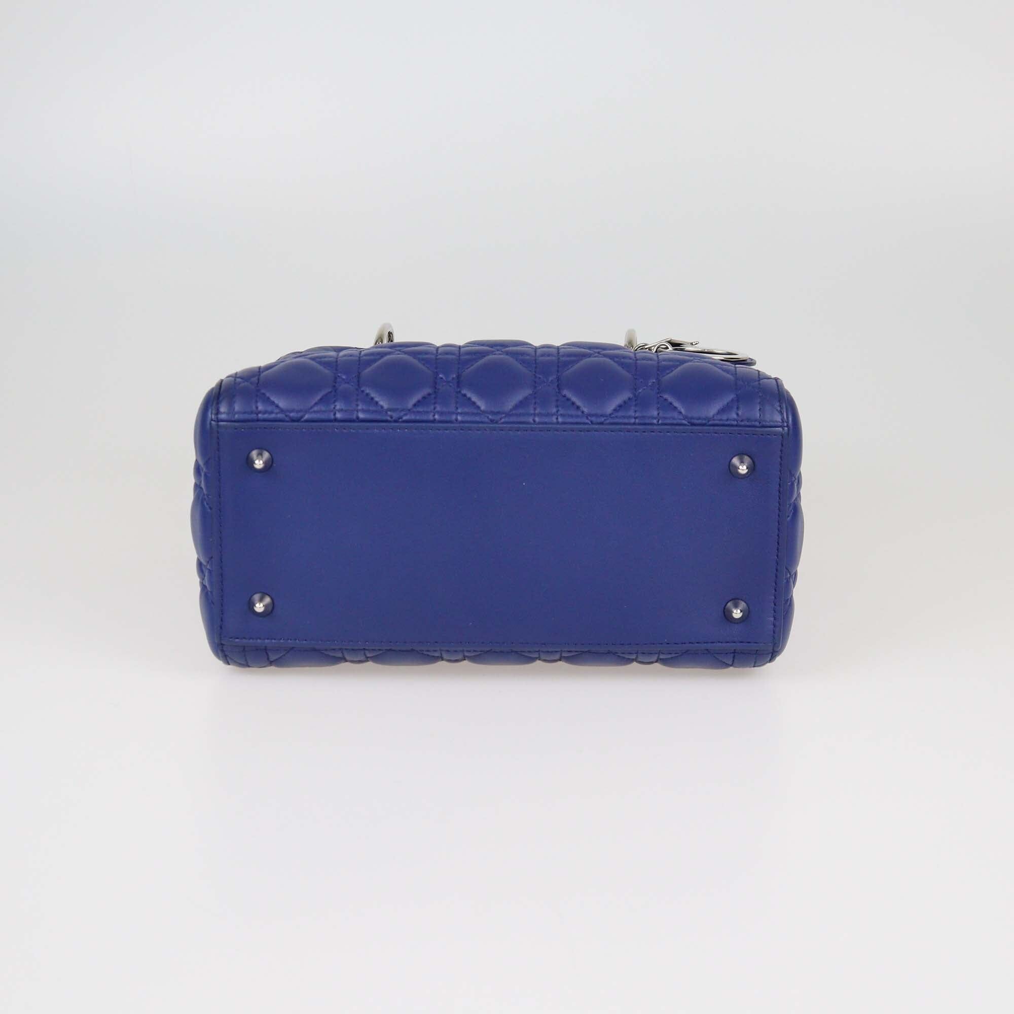 Christian Dior Blue Cannage Medium Lady Dior Tote Womens Christian Dior