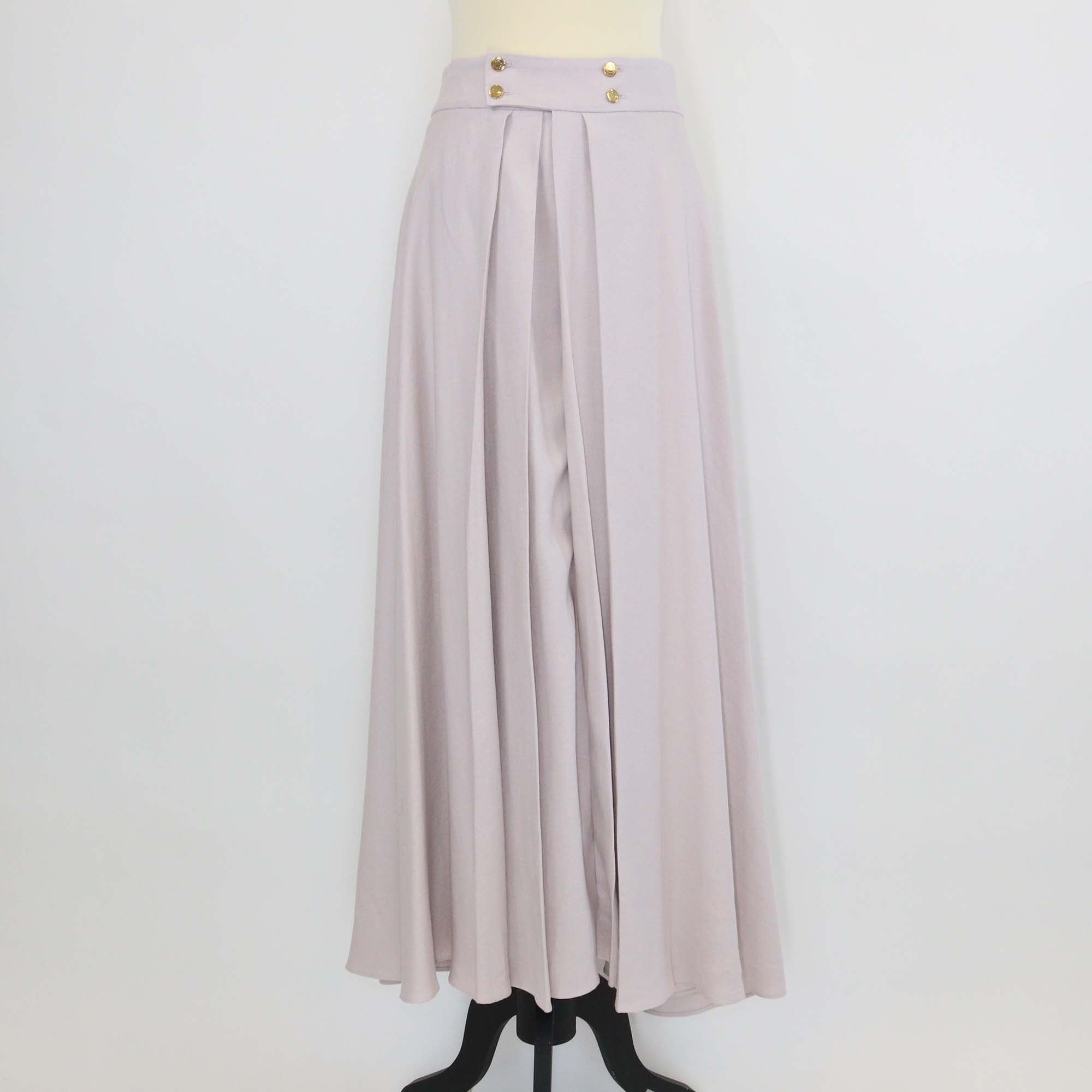 Loro Piana Light Mauve Linen Petra Pleated Maxi Skirt