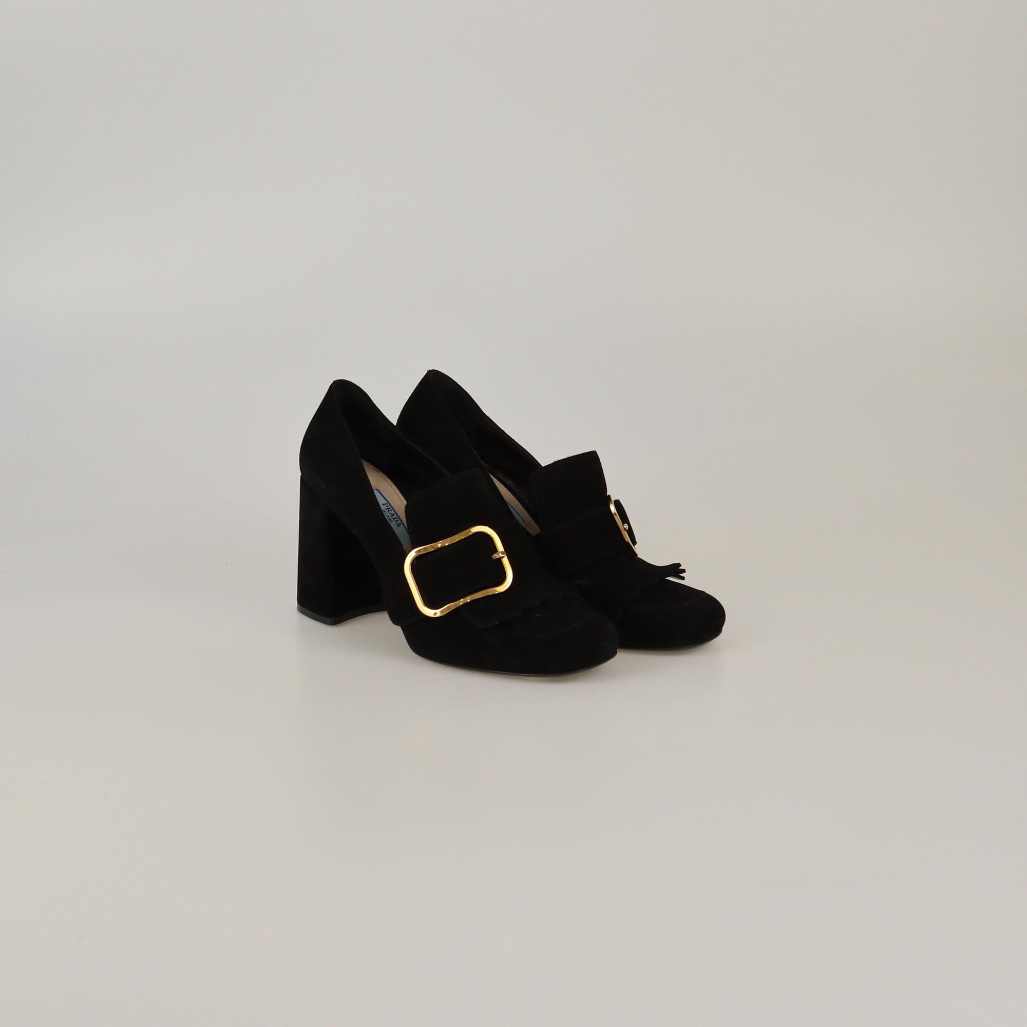 Prada Black Fringed Pumps Womens Prada