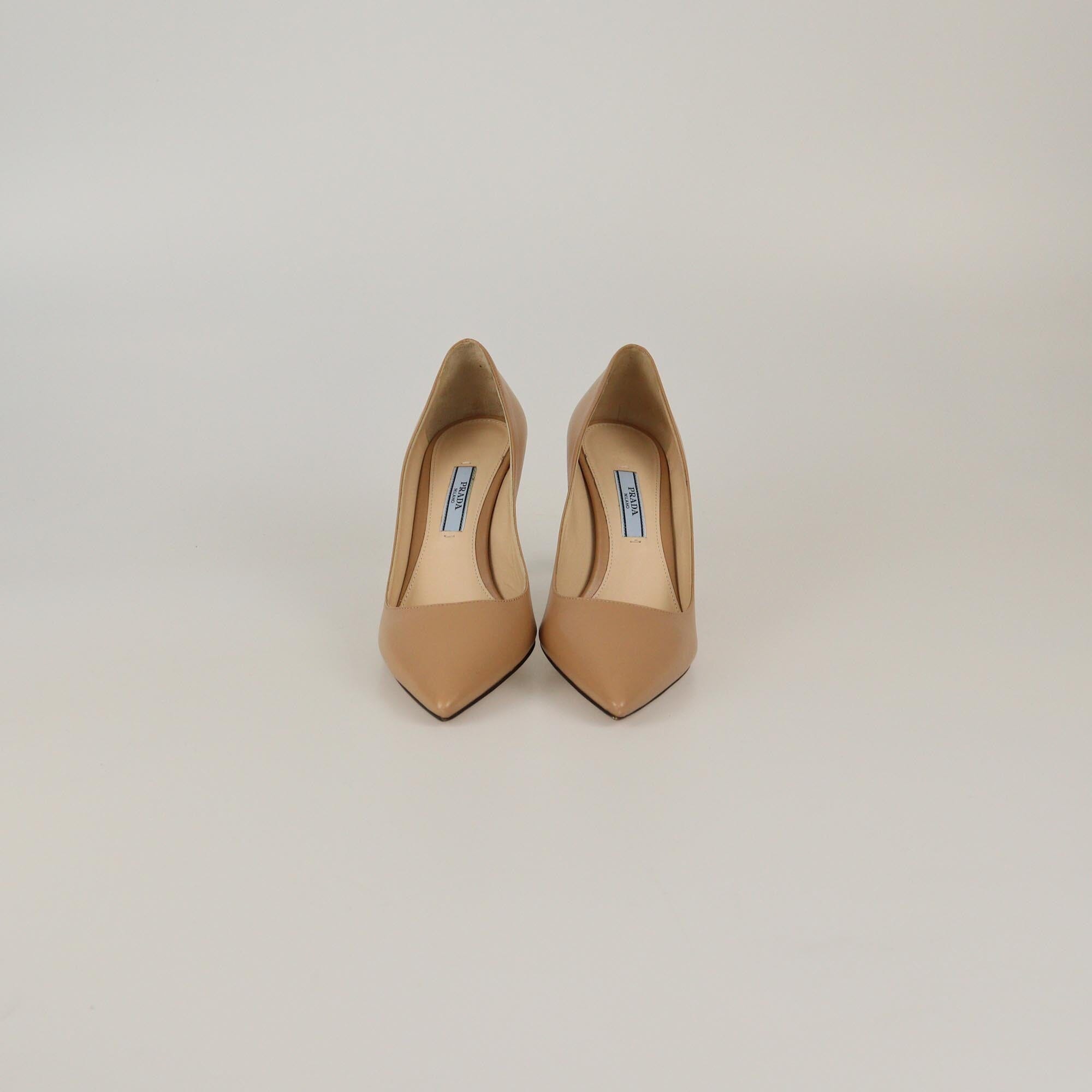 Prada Beige Pointed Toe Pumps Womens Prada