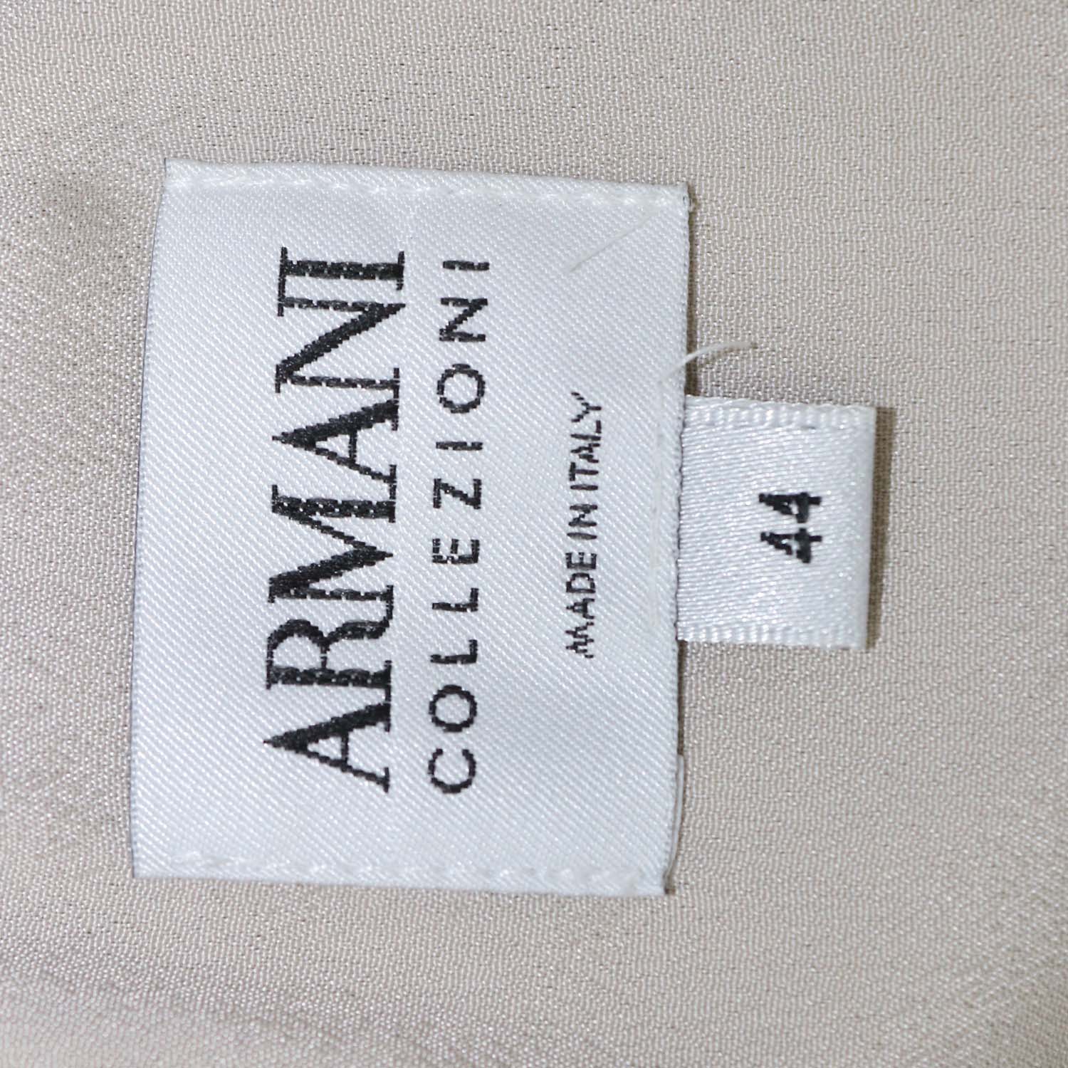 Armani Collezioni Metallic Beige Silk Thin Strap Square Neckline Mini Dress