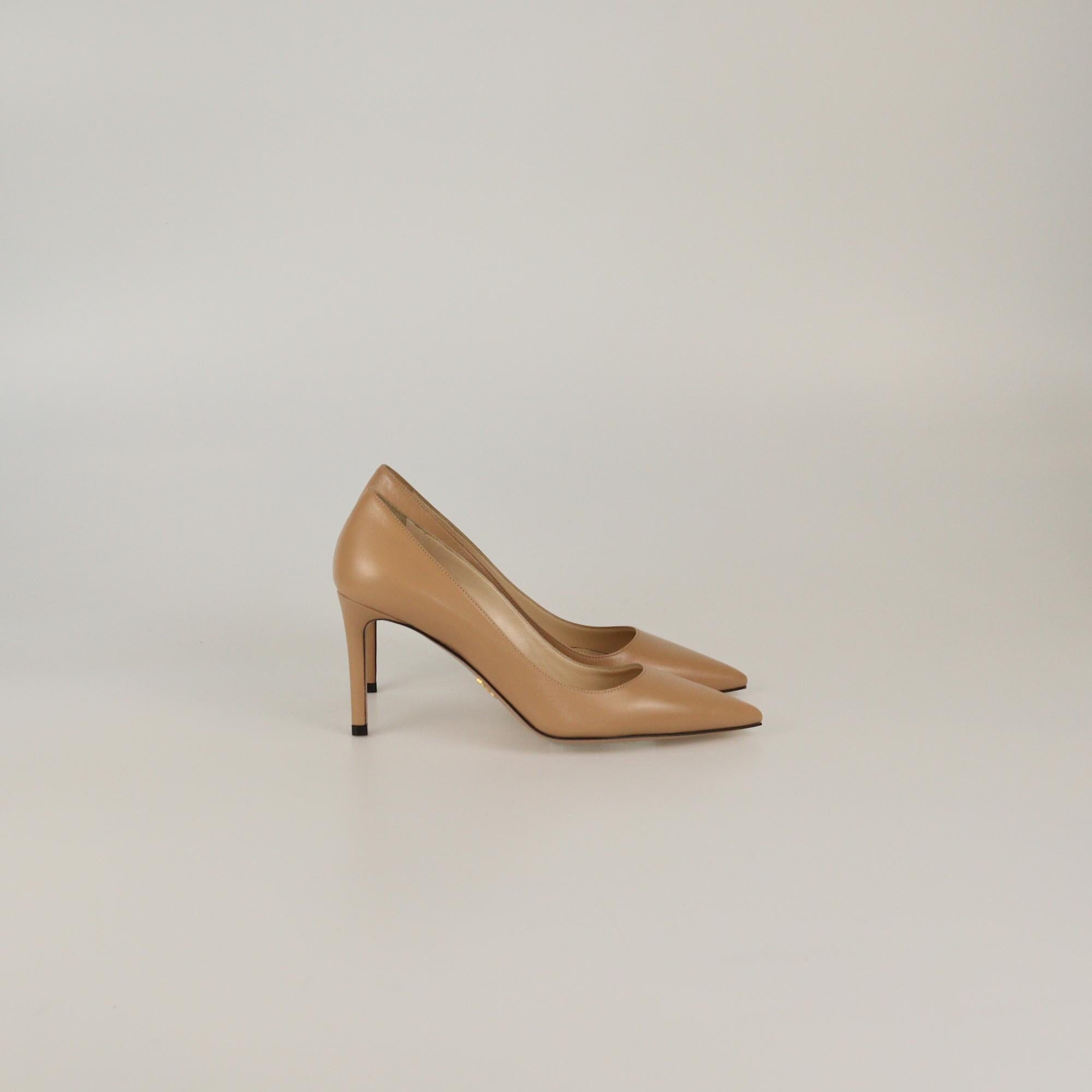 Prada Beige Pointed Toe Pumps Womens Prada