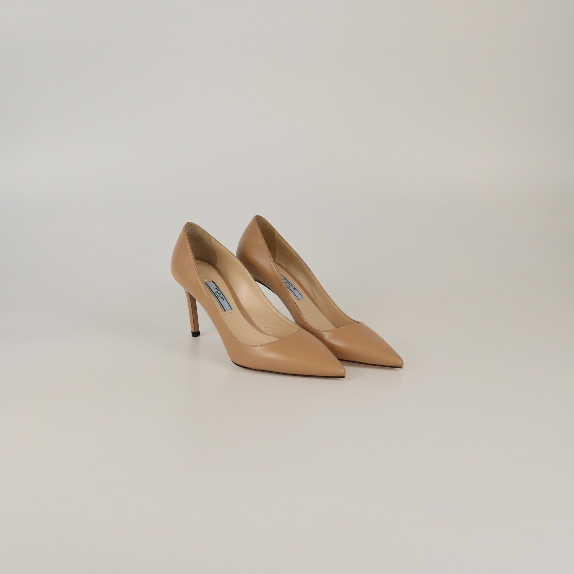 Prada Beige Pointed Toe Pumps Womens Prada
