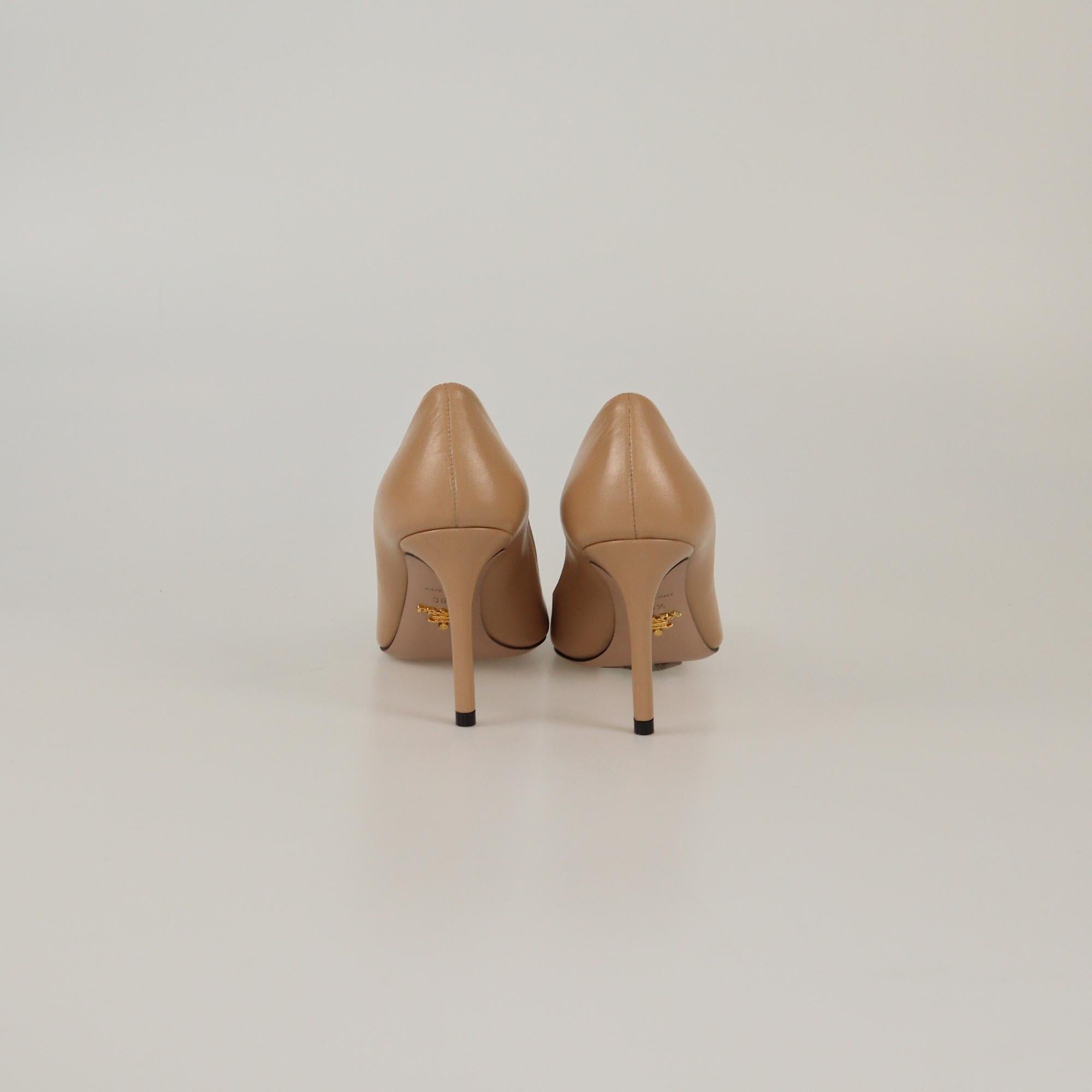Prada Beige Pointed Toe Pumps Womens Prada
