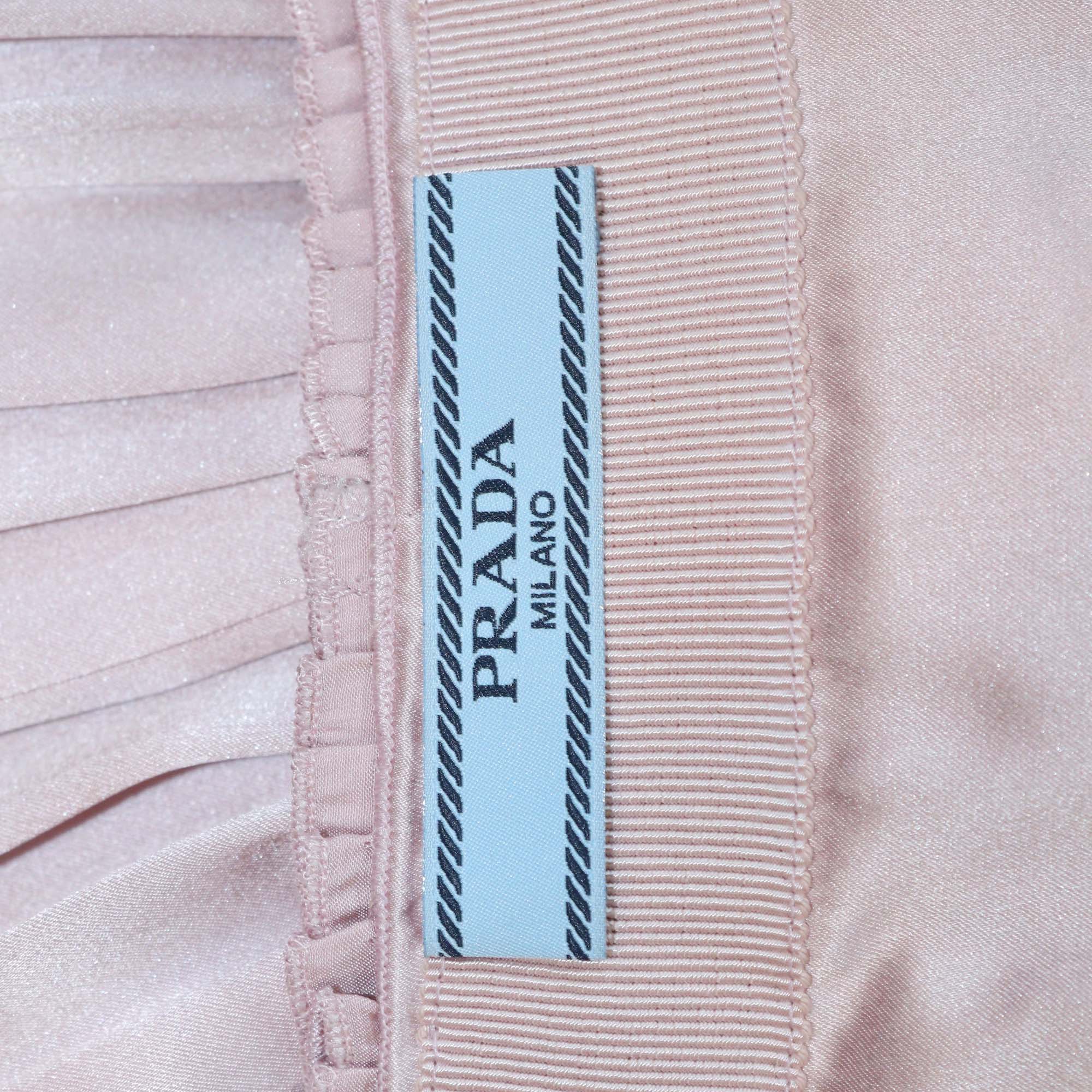 Prada Pink Satin Pleated Maxi Skirt