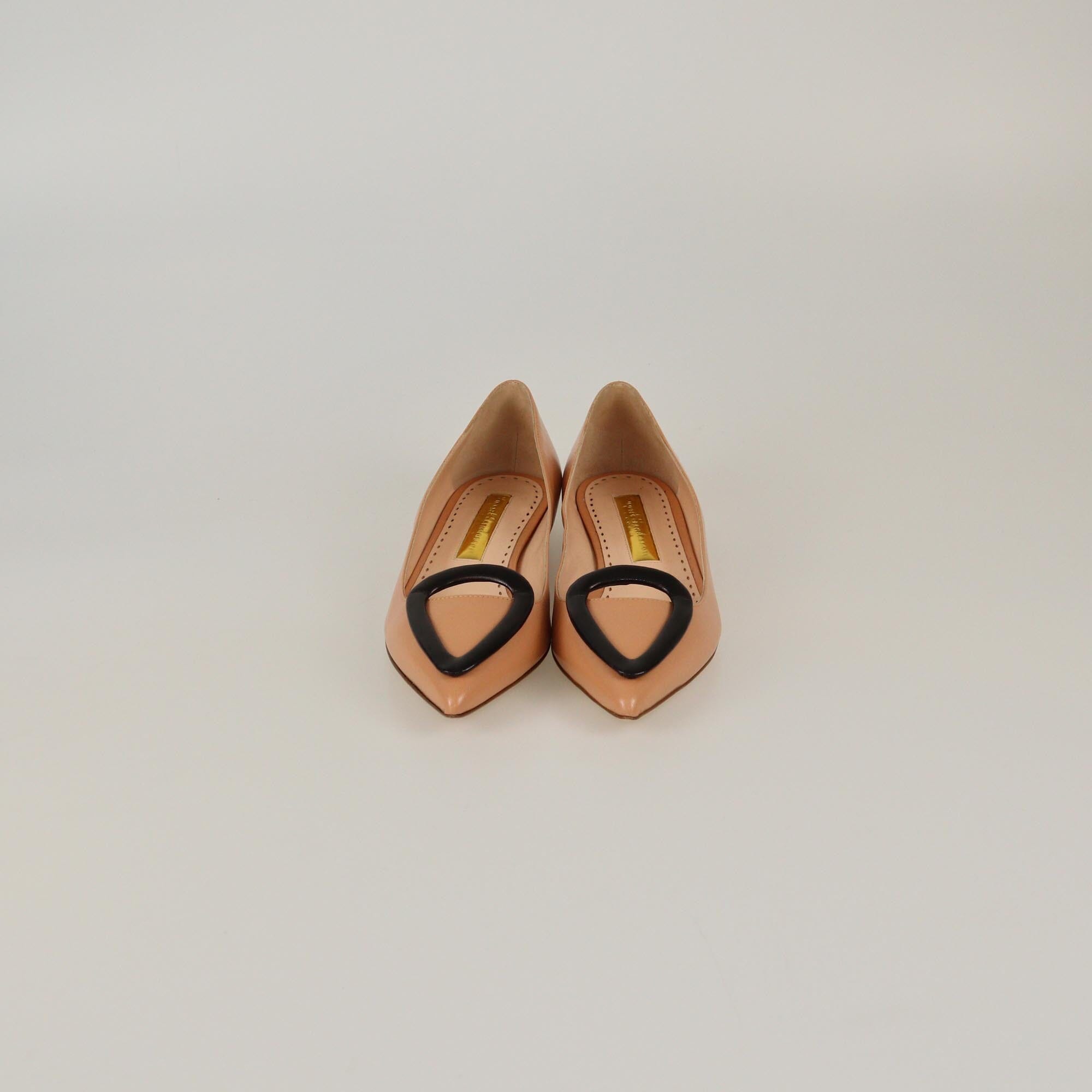 Rupert Sanderson Peach/Black Pointed Toe Pumps Womens Rupert Sanderson
