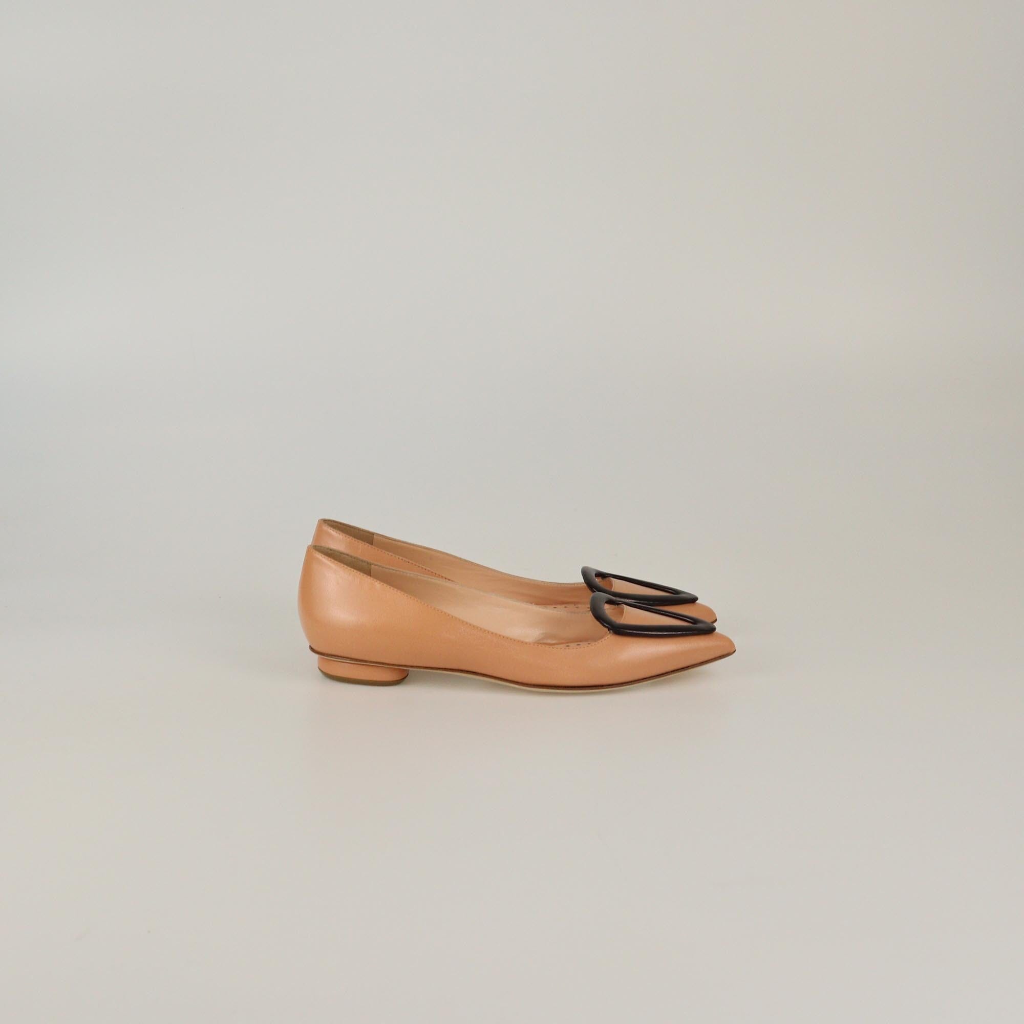 Rupert Sanderson Peach/Black Pointed Toe Pumps Womens Rupert Sanderson