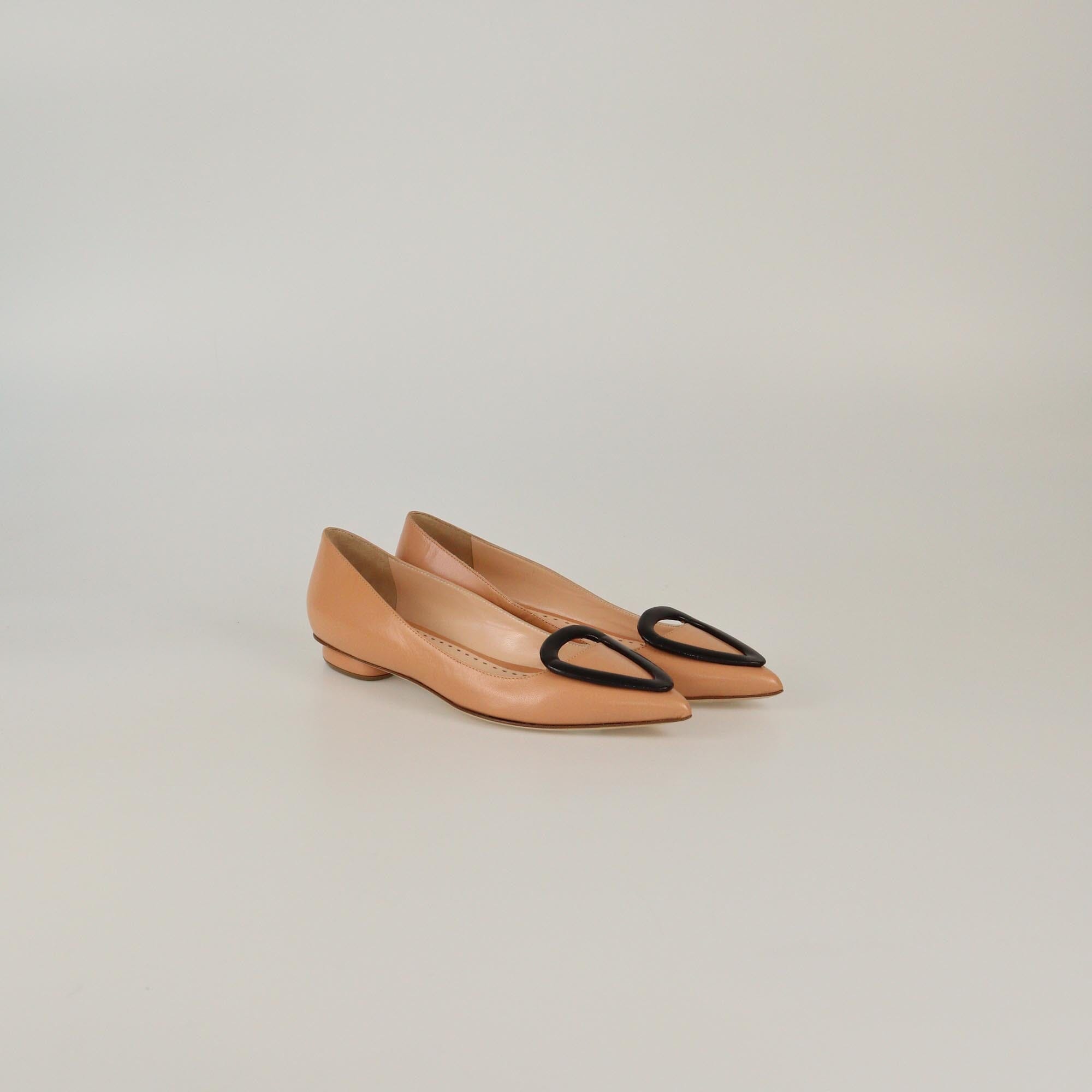 Rupert Sanderson Peach/Black Pointed Toe Pumps Womens Rupert Sanderson
