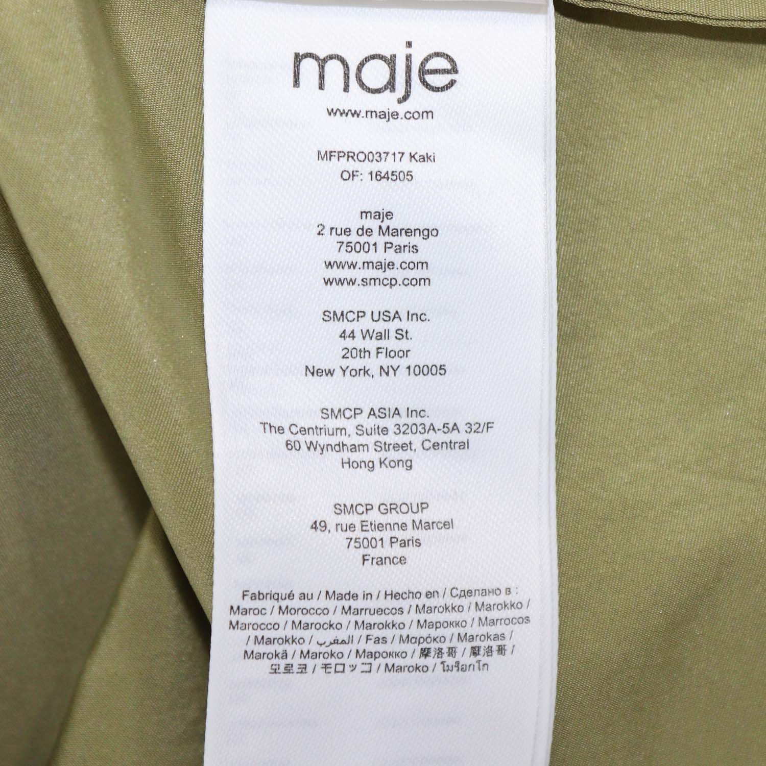 Maje Khaki Polyester Cut Out Taffeta Maxi Dress