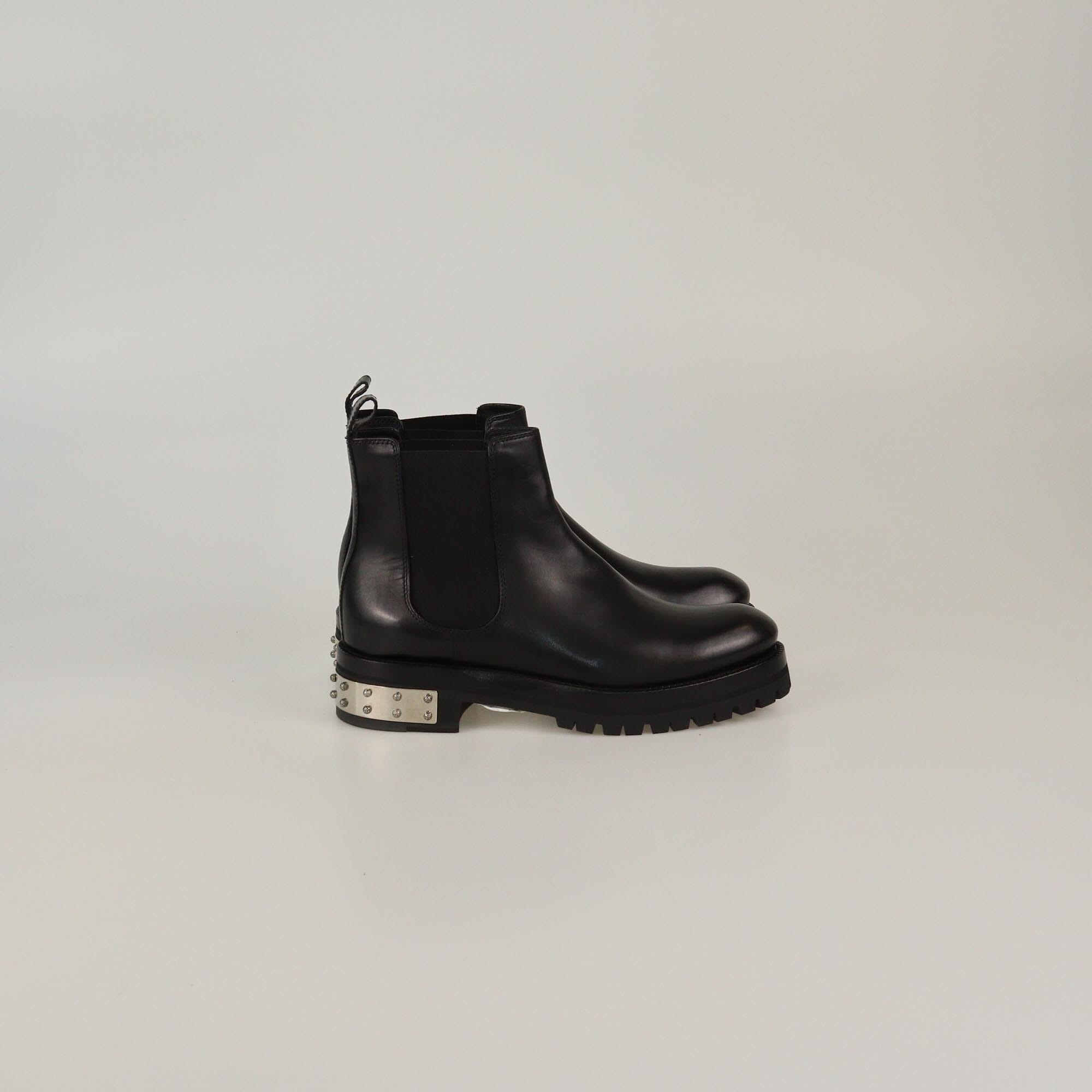 Alexander McQueen Black Studded Heel Ankle Boots Womens Alexander McQueen