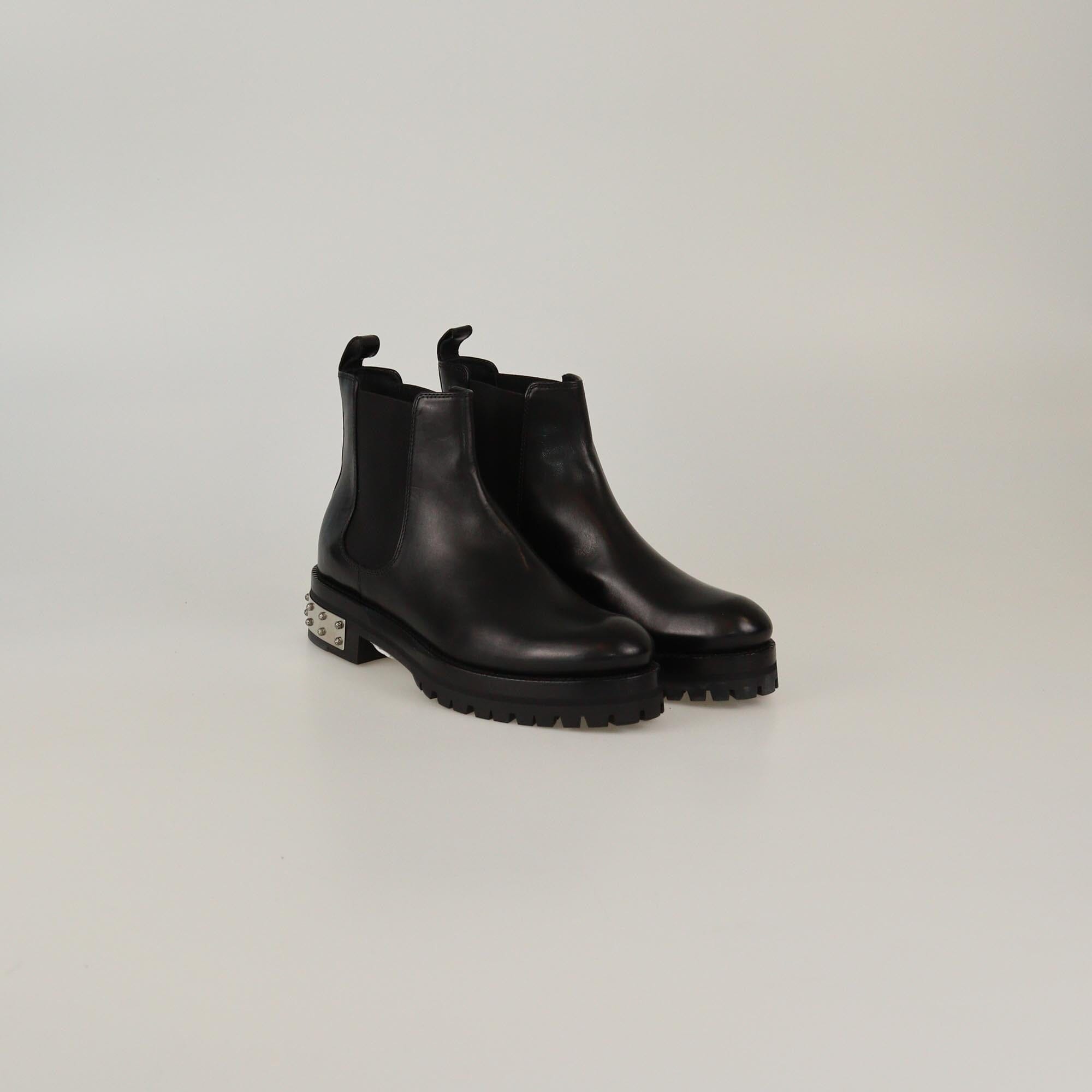 Alexander McQueen Black Studded Heel Ankle Boots Womens Alexander McQueen