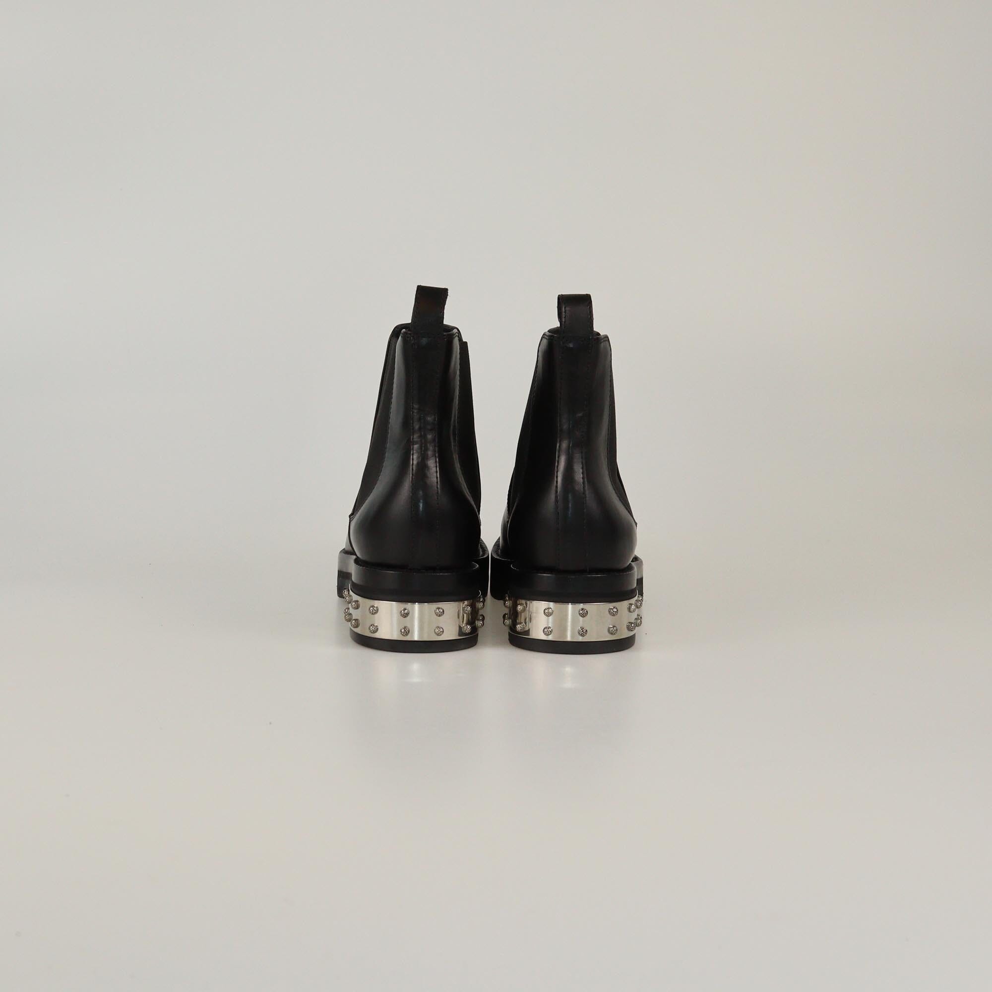 Alexander McQueen Black Studded Heel Ankle Boots Womens Alexander McQueen