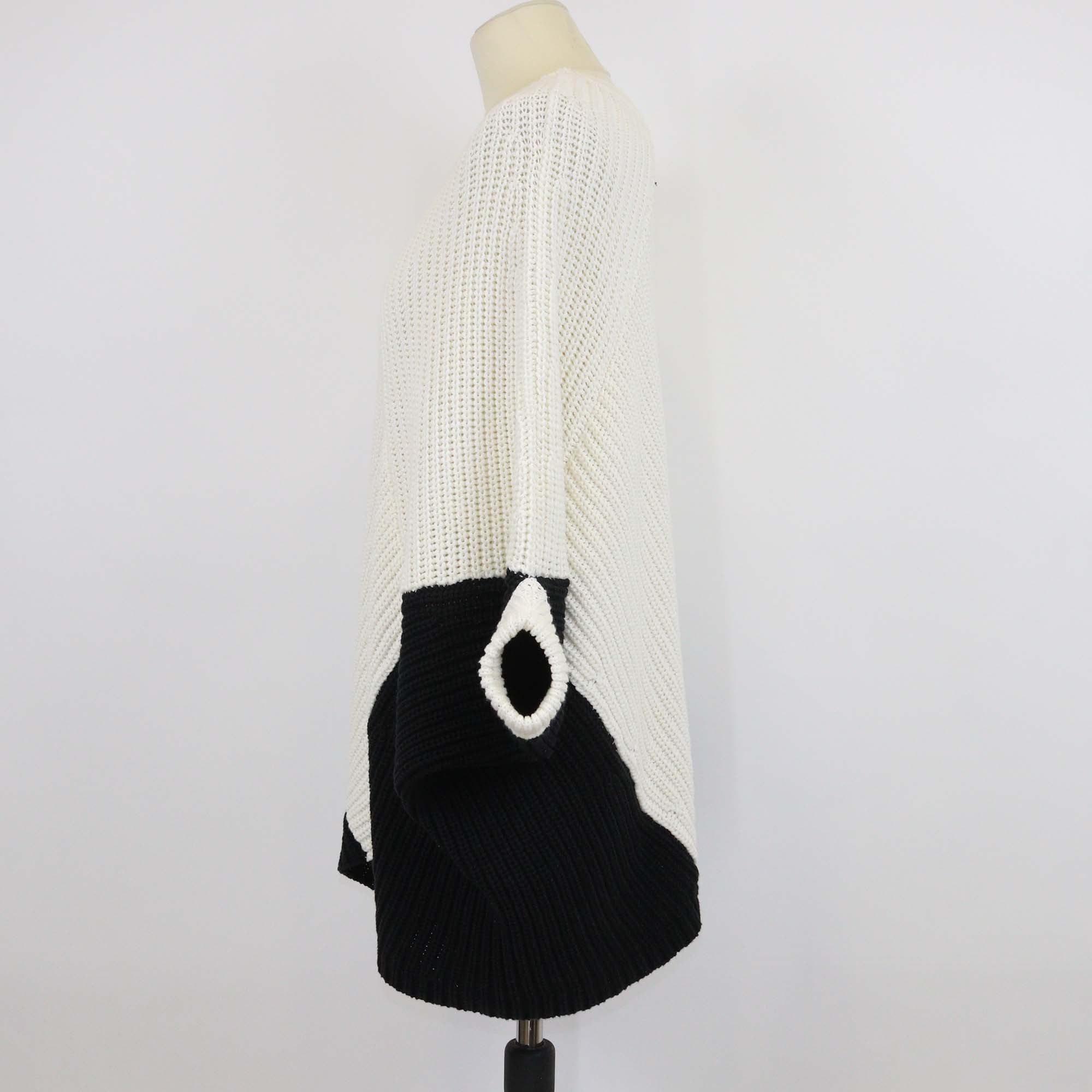 Maje White/Black Knitted Poncho Sweater