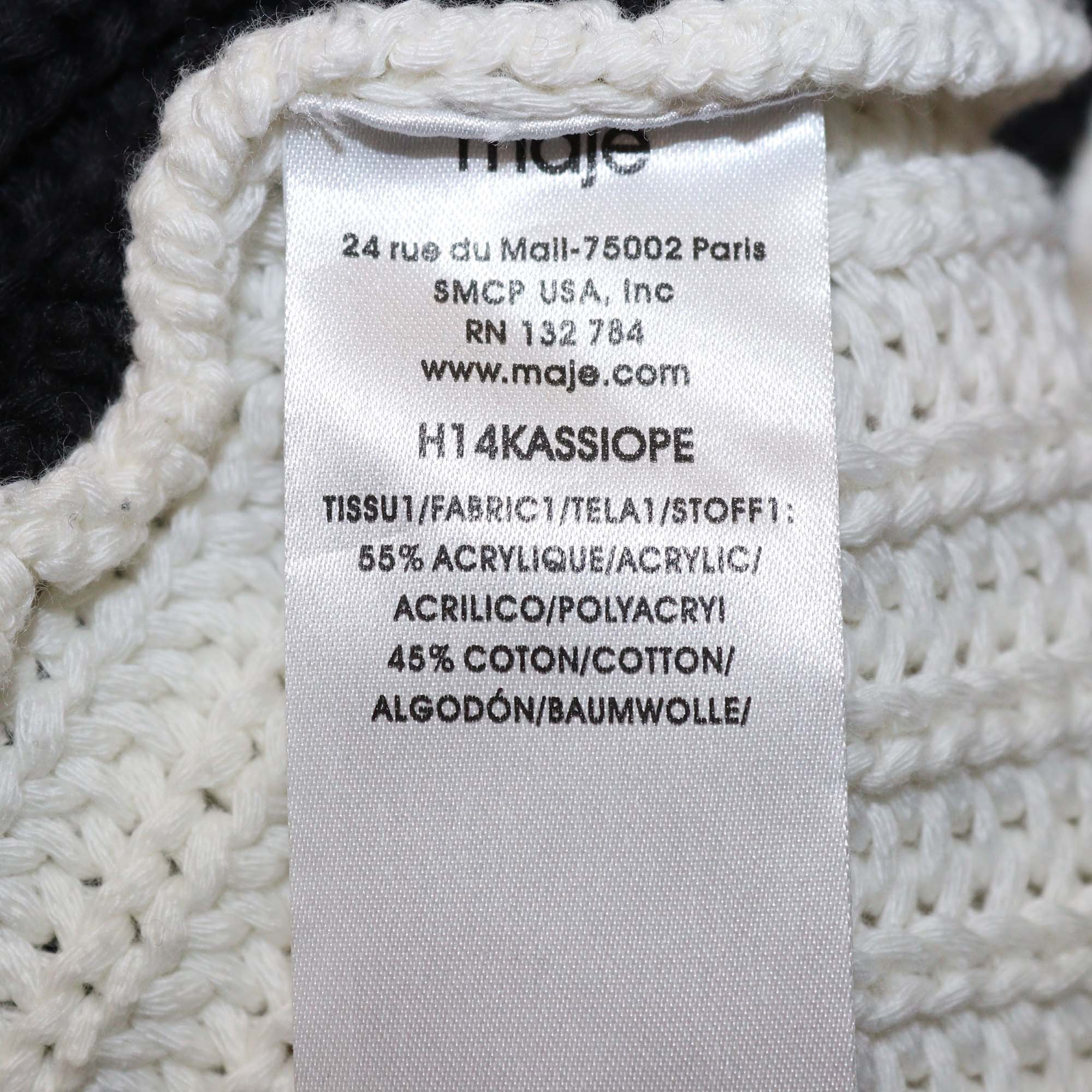 Maje White/Black Knitted Poncho Sweater