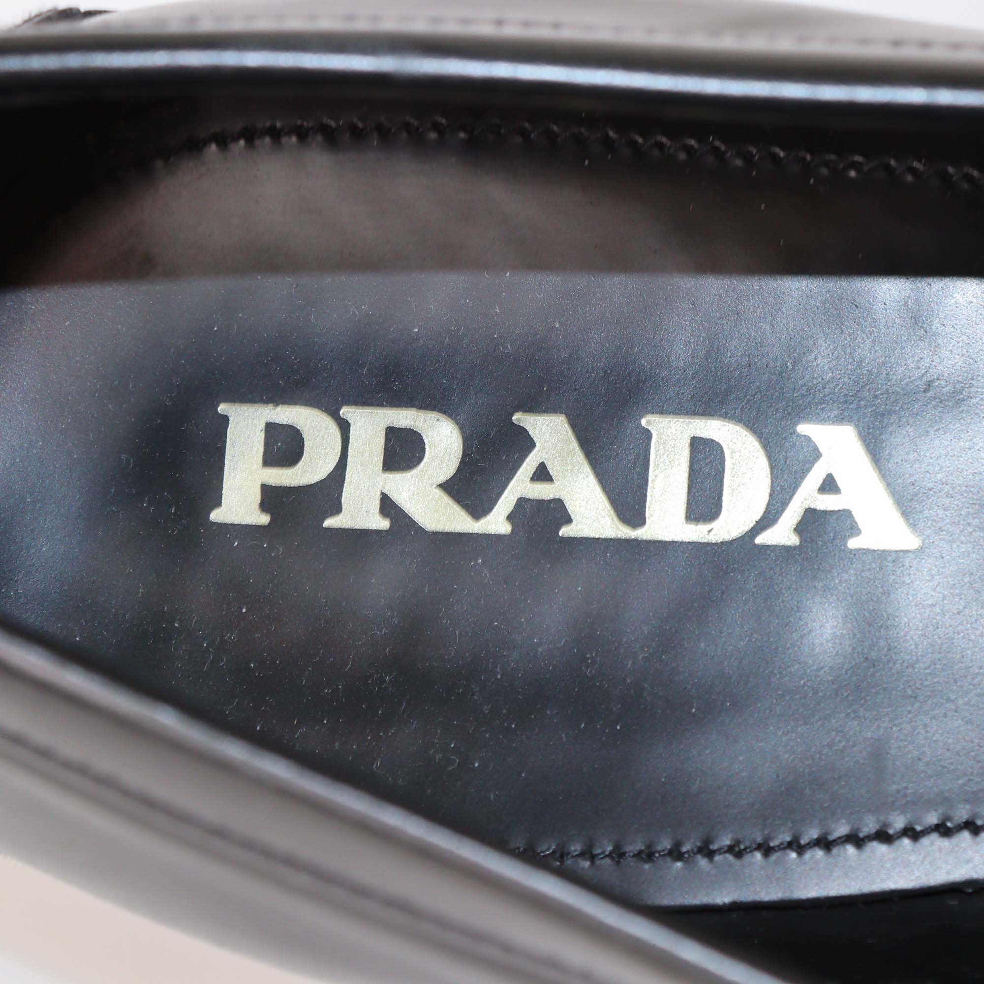 Prada Black Glossy Leather Penny Loafers