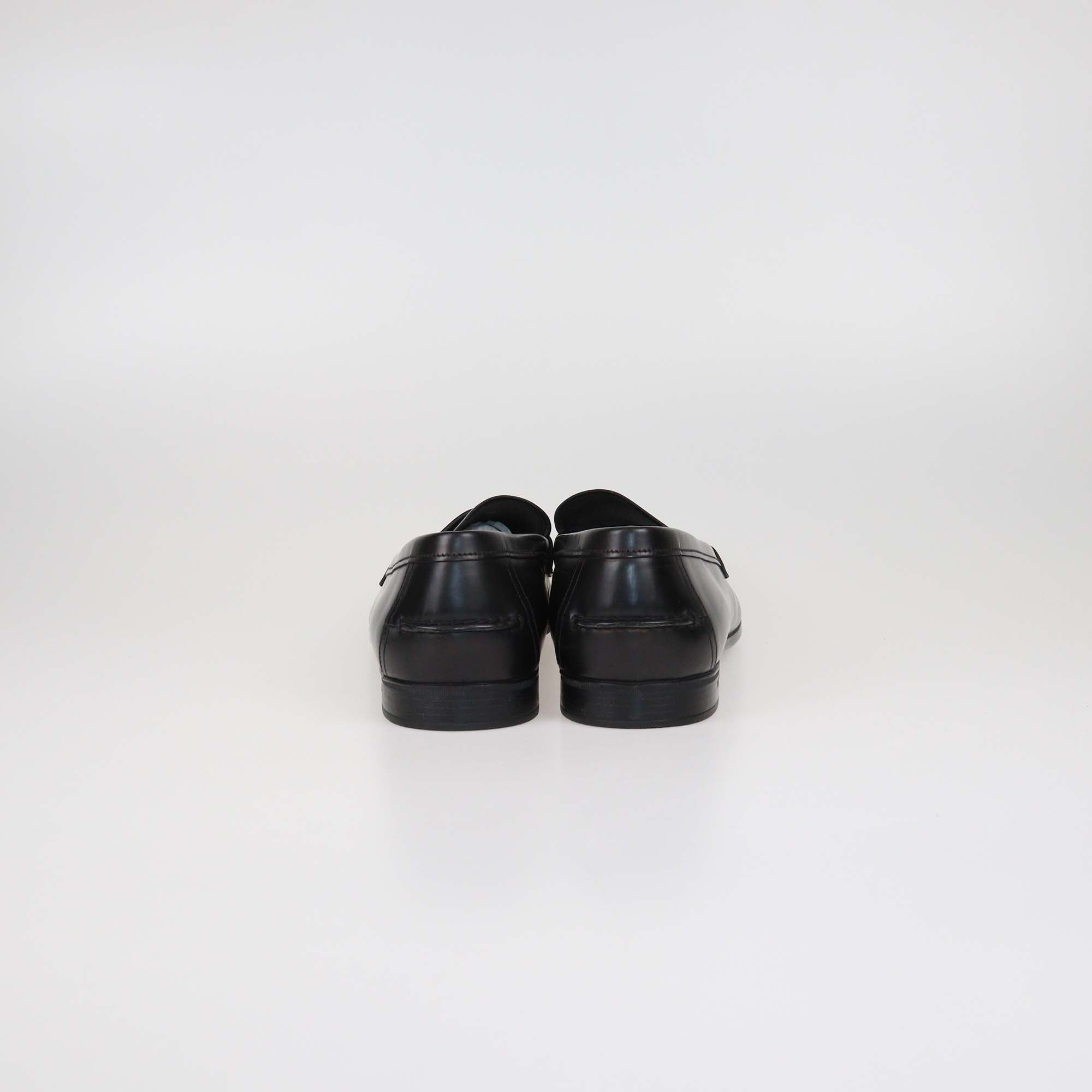 Prada Black Glossy Leather Penny Loafers