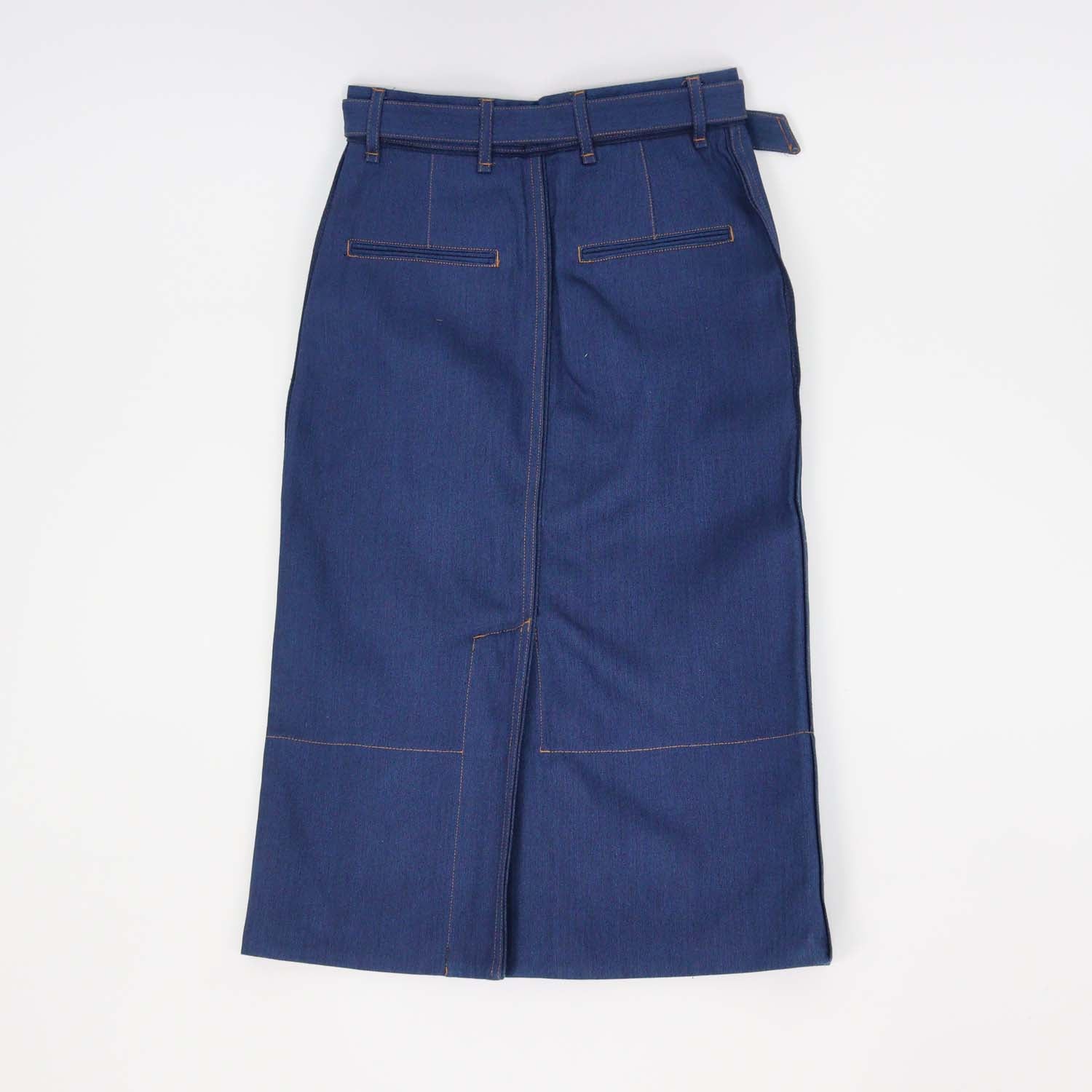Rag & Bone Blue Denim Branson Belted Skirt