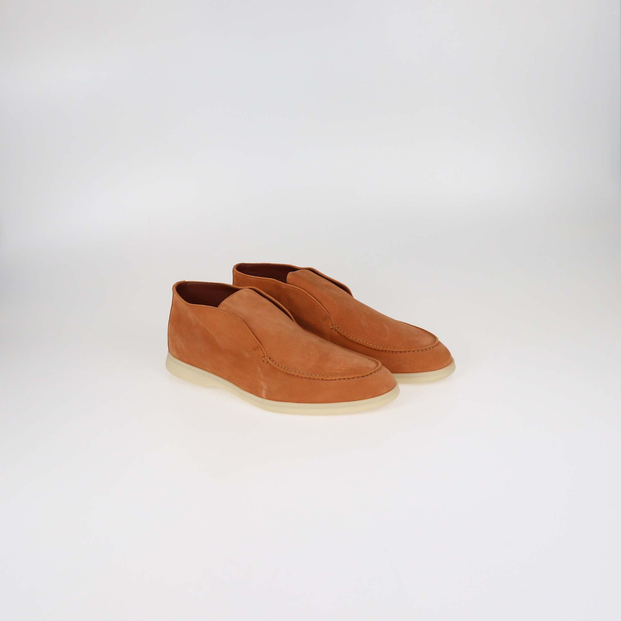 Loro Piana Orange Suede Open Walk Ankle Boots