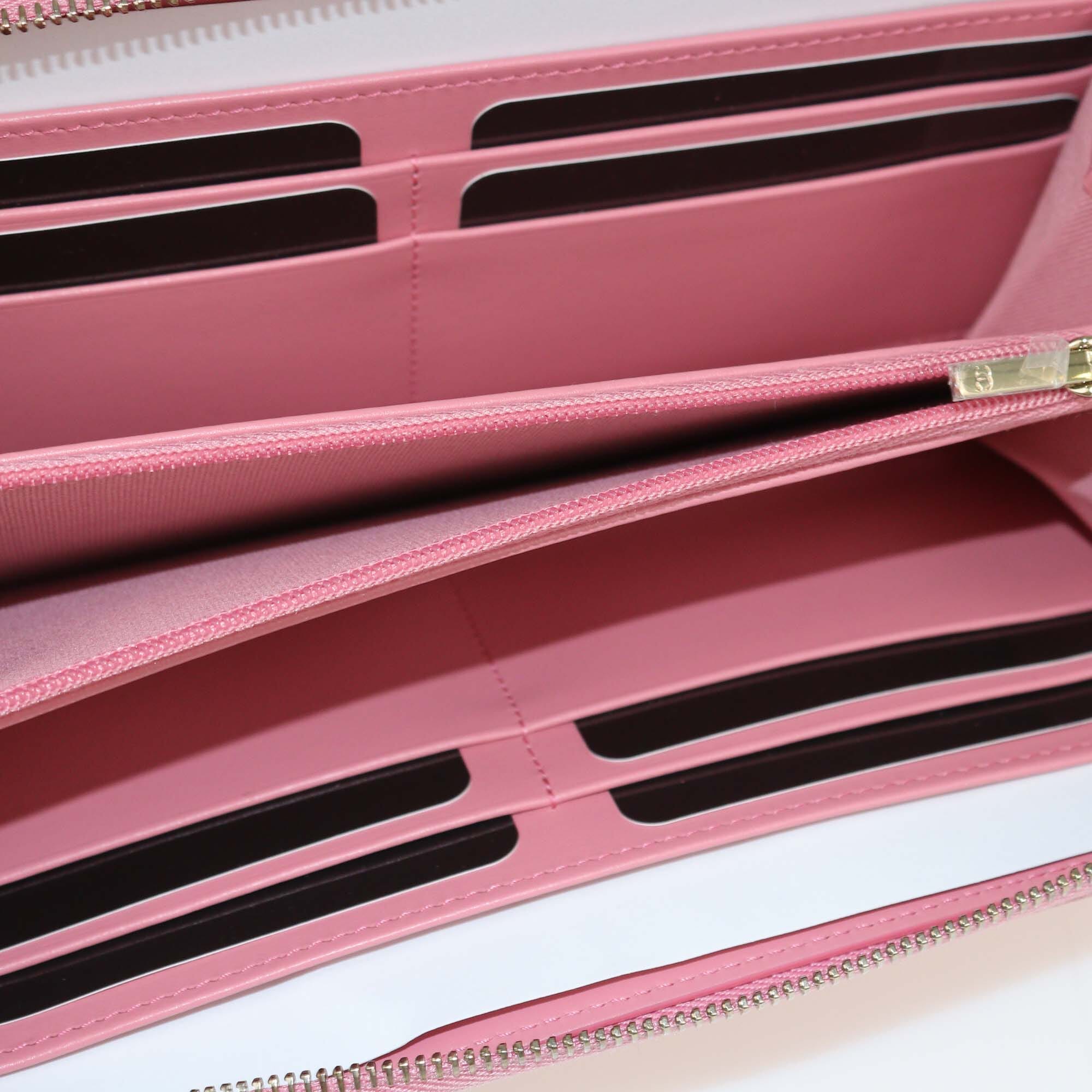 Chanel Pink Caviar Zip Around Long Wallet Bags Chanel