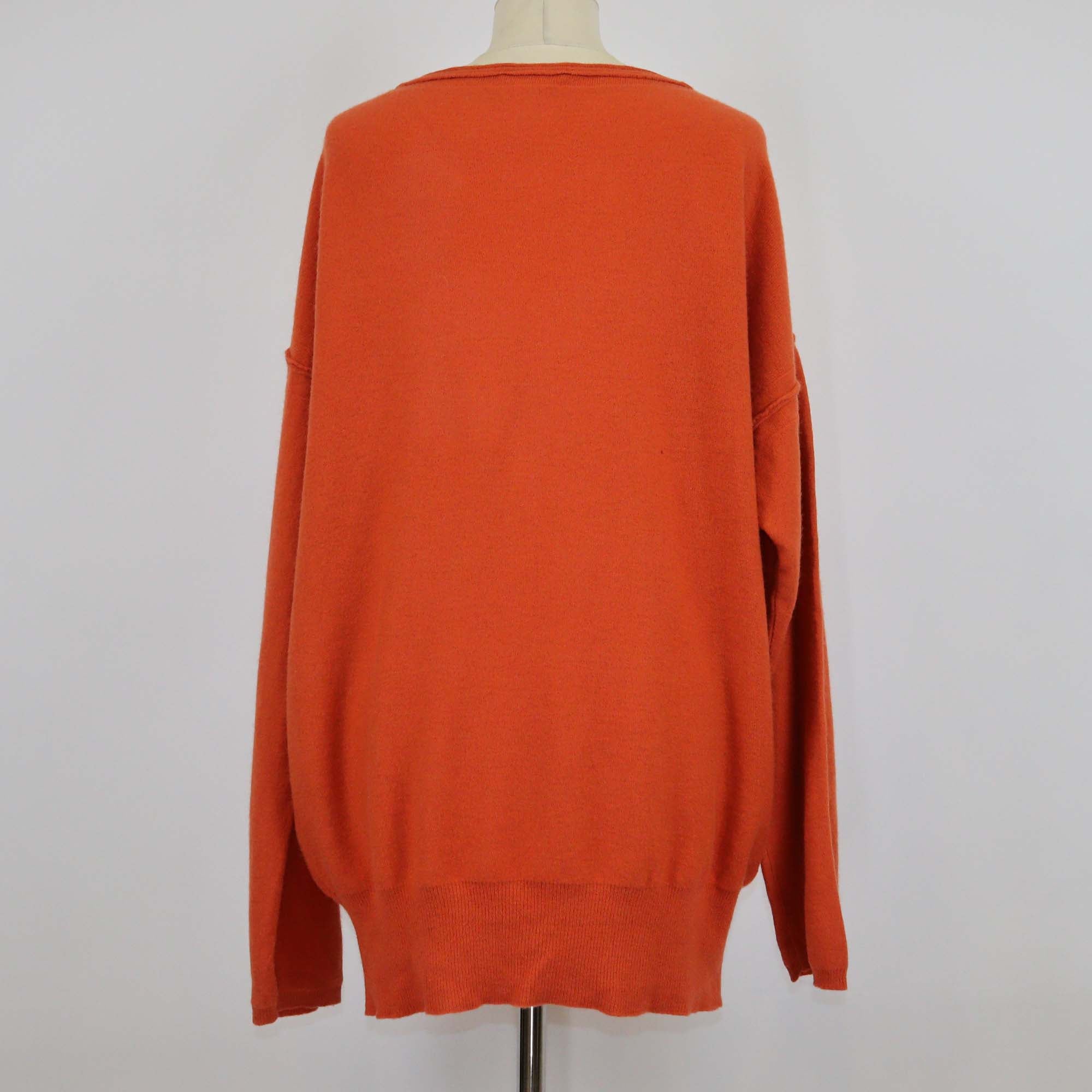Chloe Orange Wool Knit V-Neck Sweater