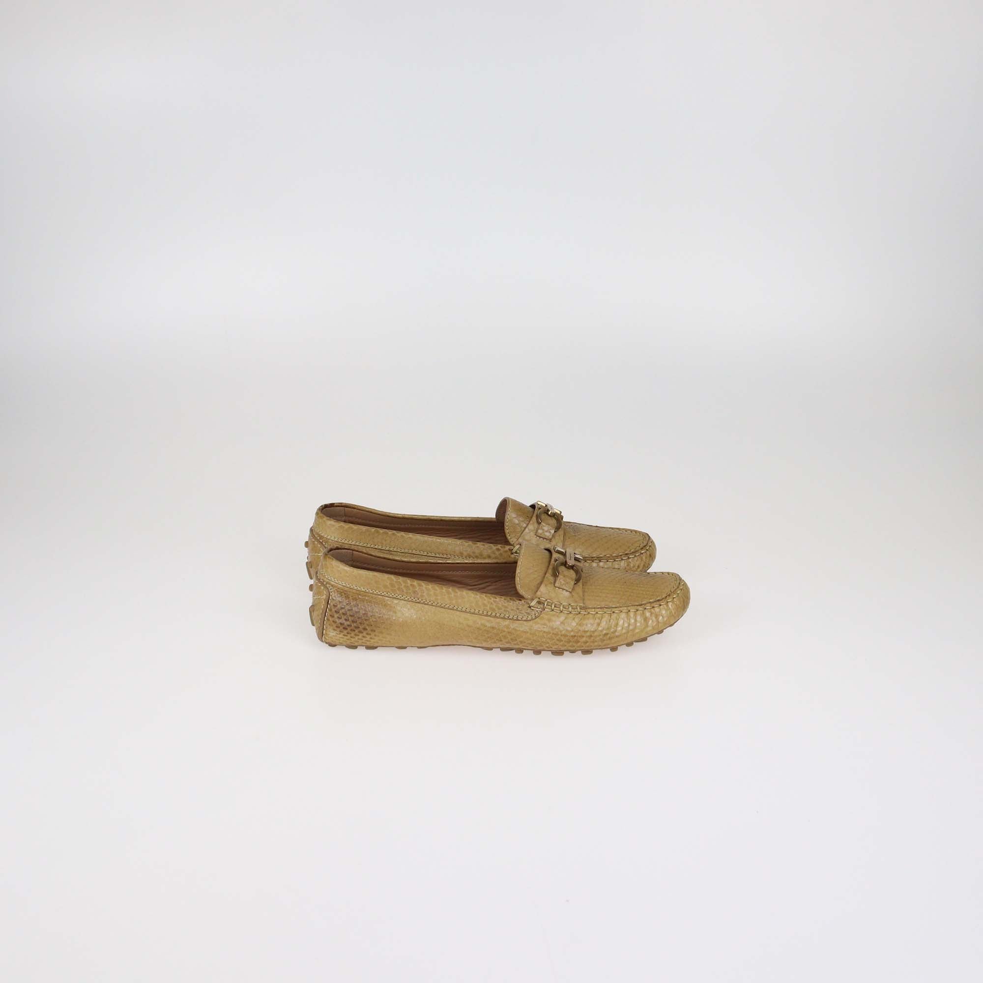 Salvatore Ferragamo Brown Snakeskin Loafers