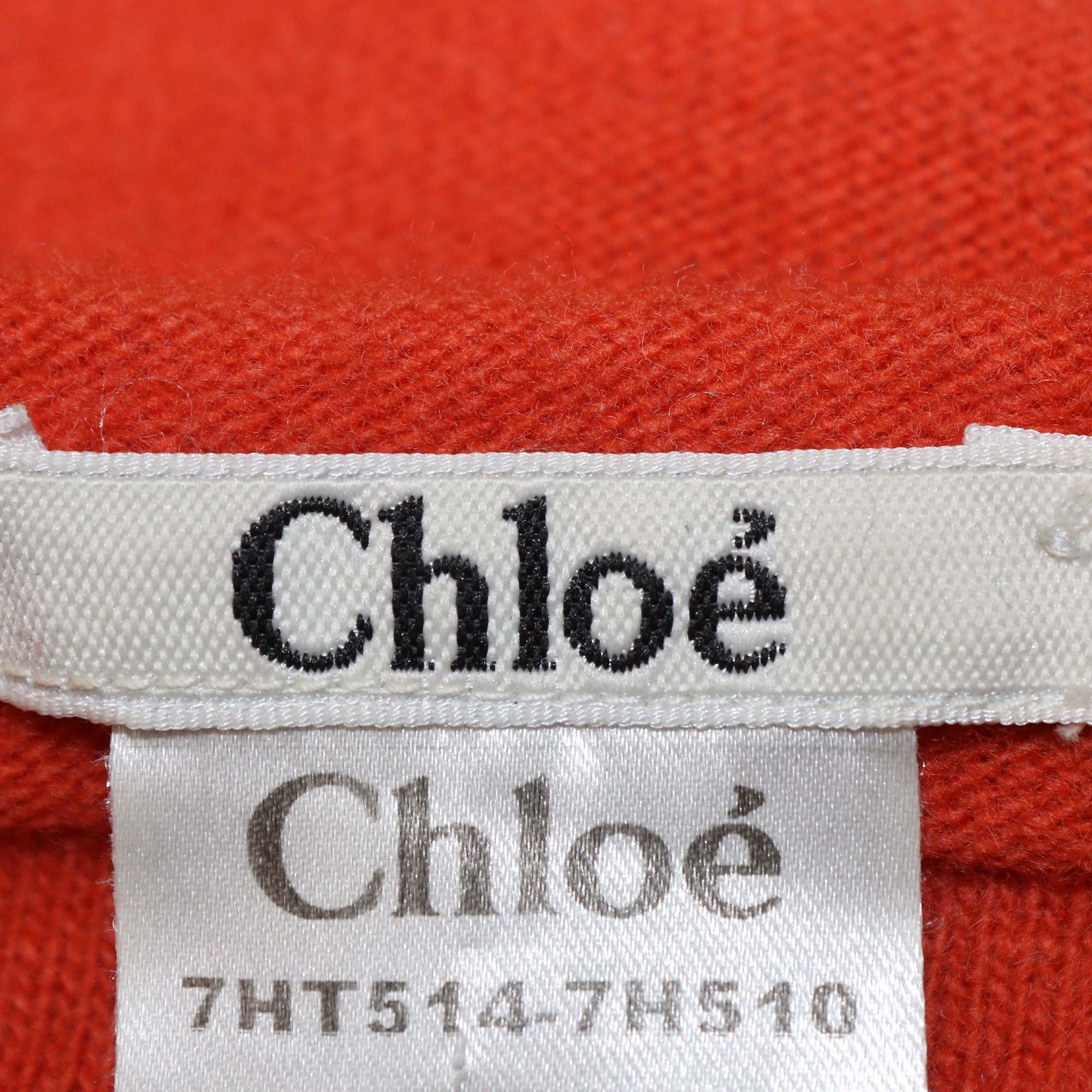 Chloe Orange Wool Knit V-Neck Sweater