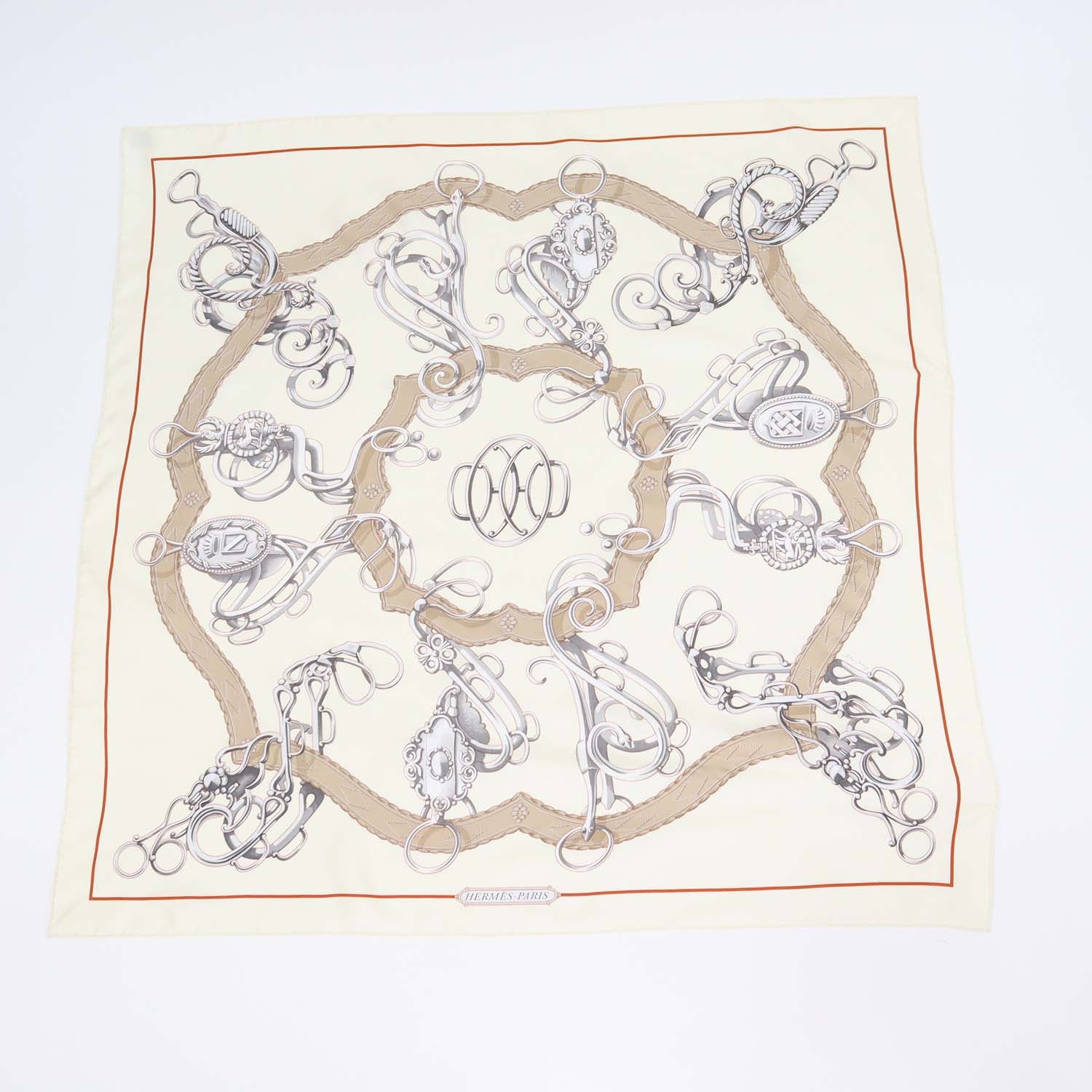 Hermes Cream Silk Lift Profile 90 Scarf