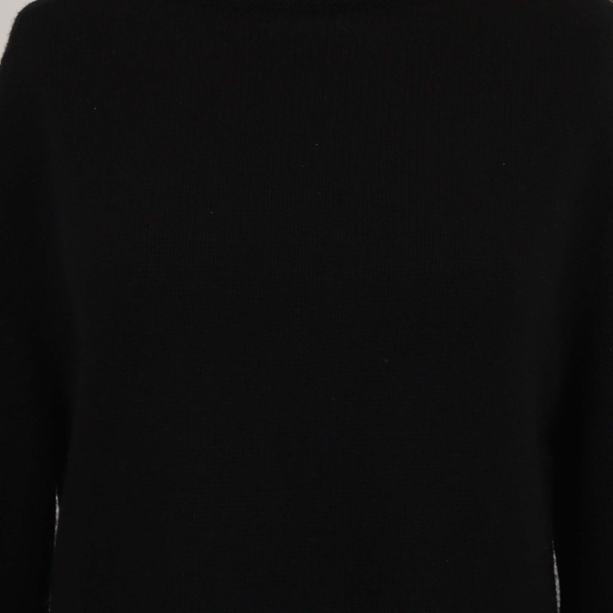 Moncler Black Wool & Cashmere Knitted Zip Turtle Neck Long Sleeve Sweater