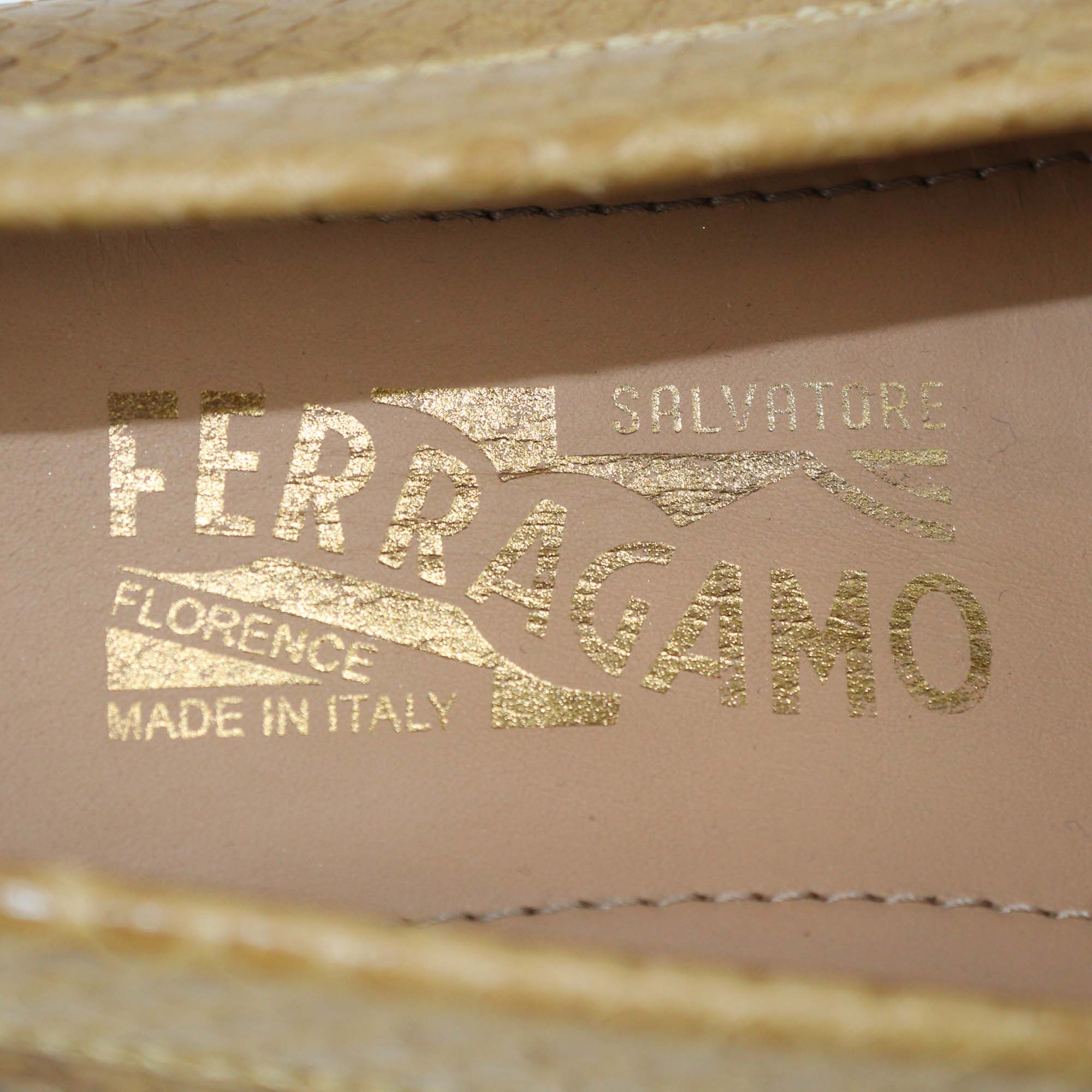 Salvatore Ferragamo Brown Snakeskin Loafers