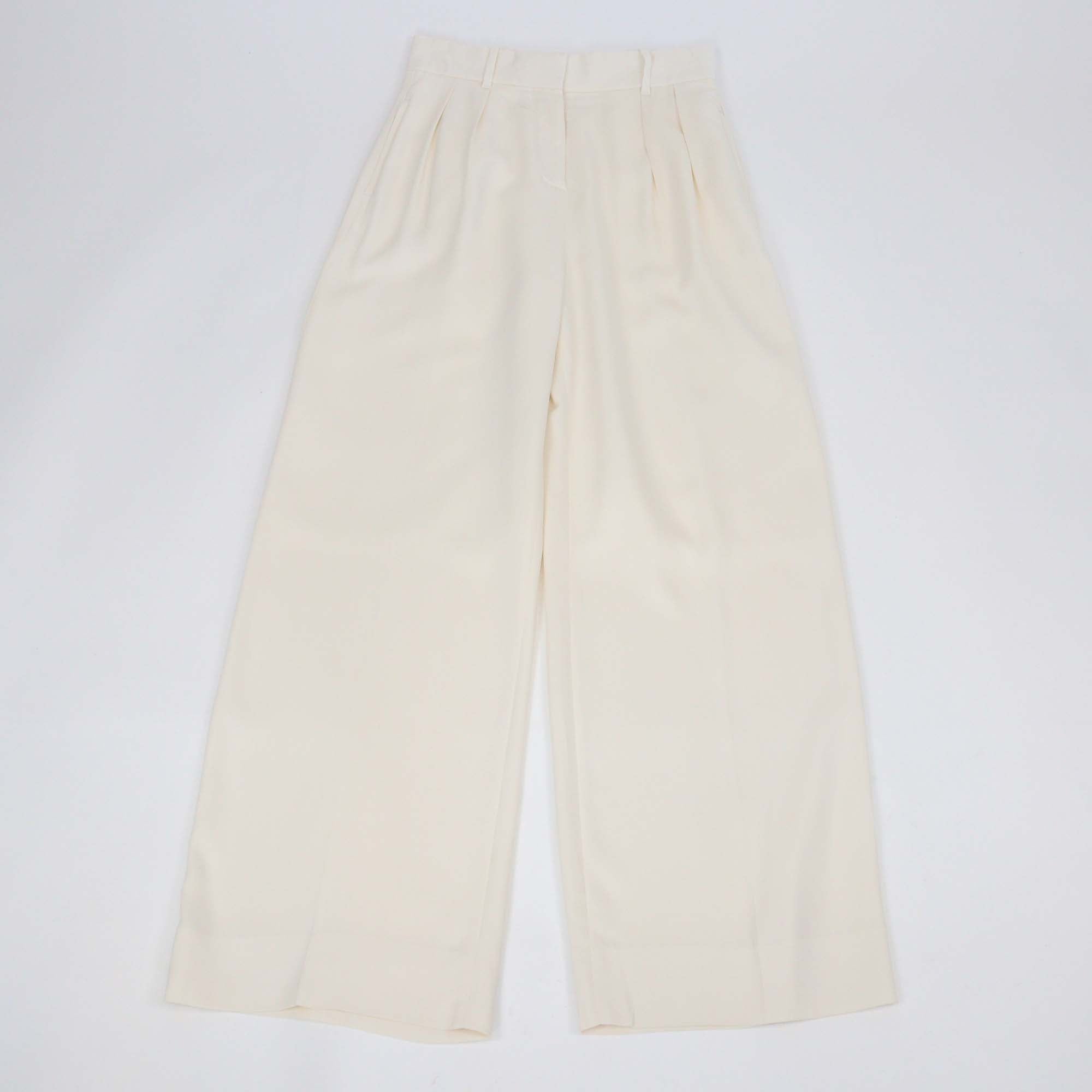 Loewe Cream Viscose Anagram Embroidered Straight Leg Trousers