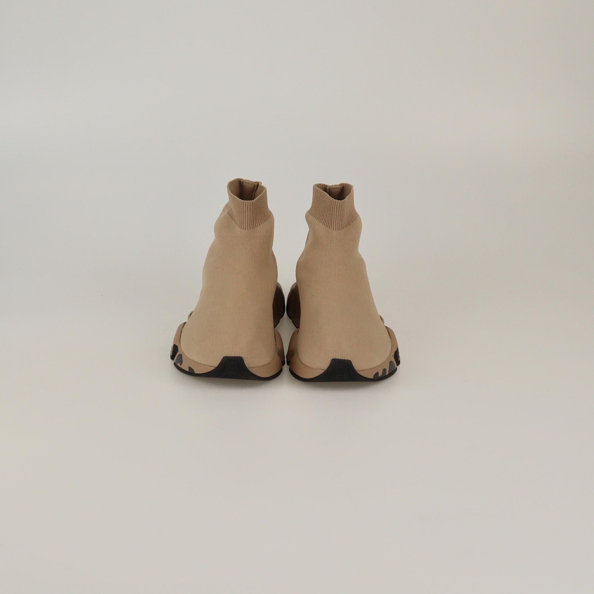 Balenciaga Beige Graffiti Speed Sneakers Womens Balenciaga