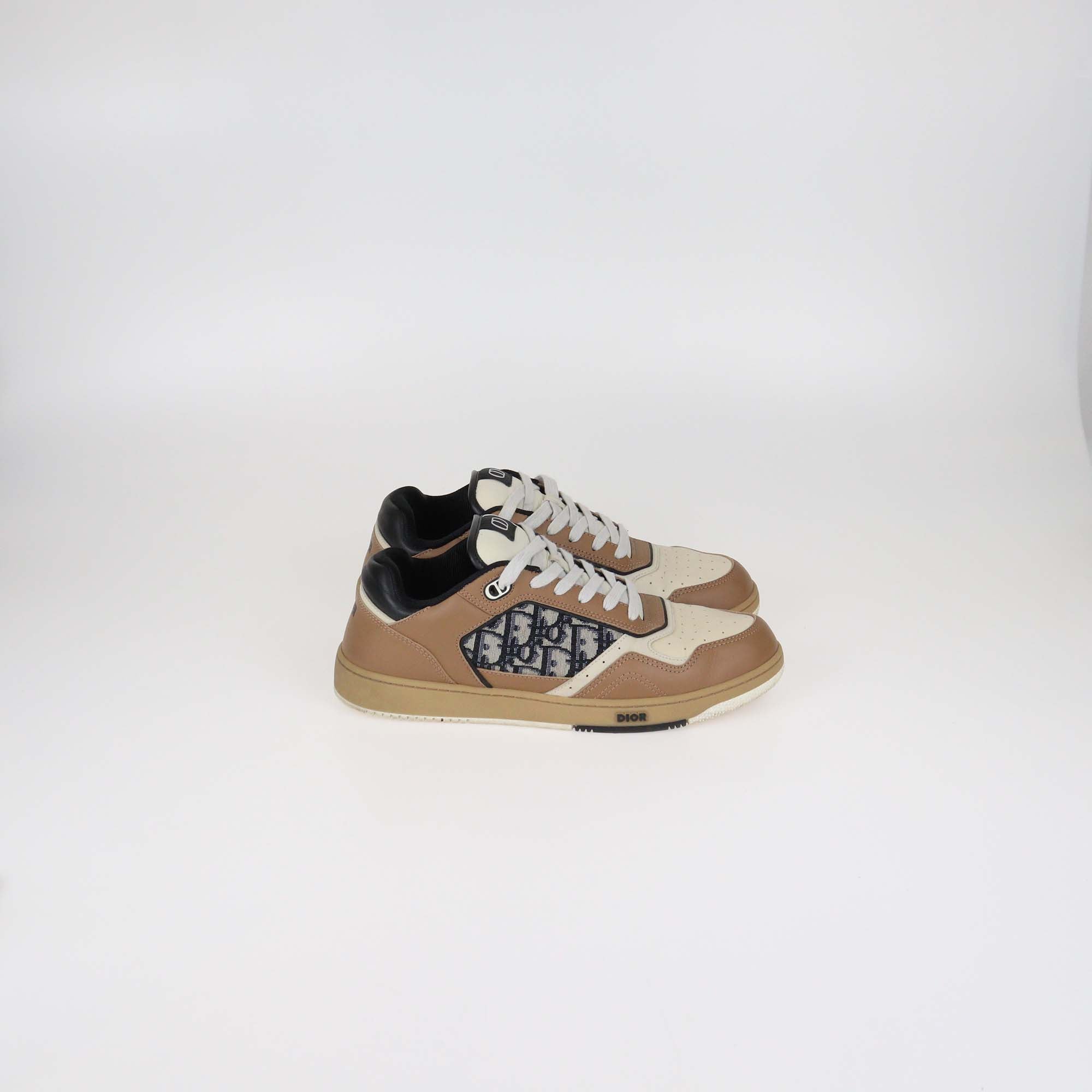 Christian Dior Brown Leather and Oblique Canvas B27 Low Top Sneakers