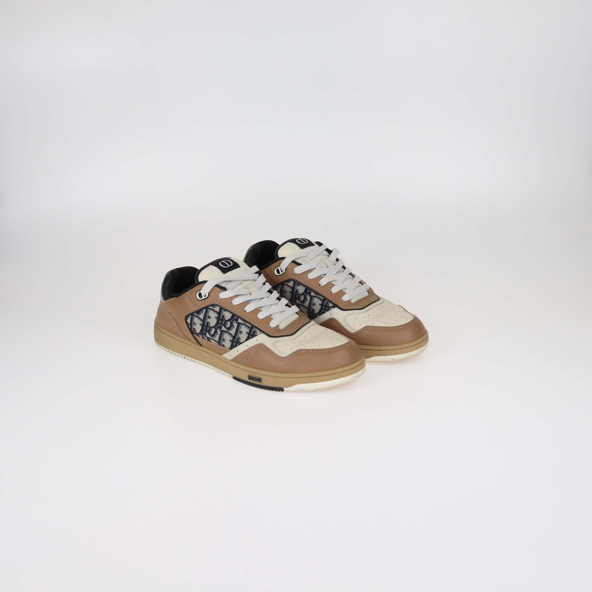 Christian Dior Brown Leather and Oblique Canvas B27 Low Top Sneakers