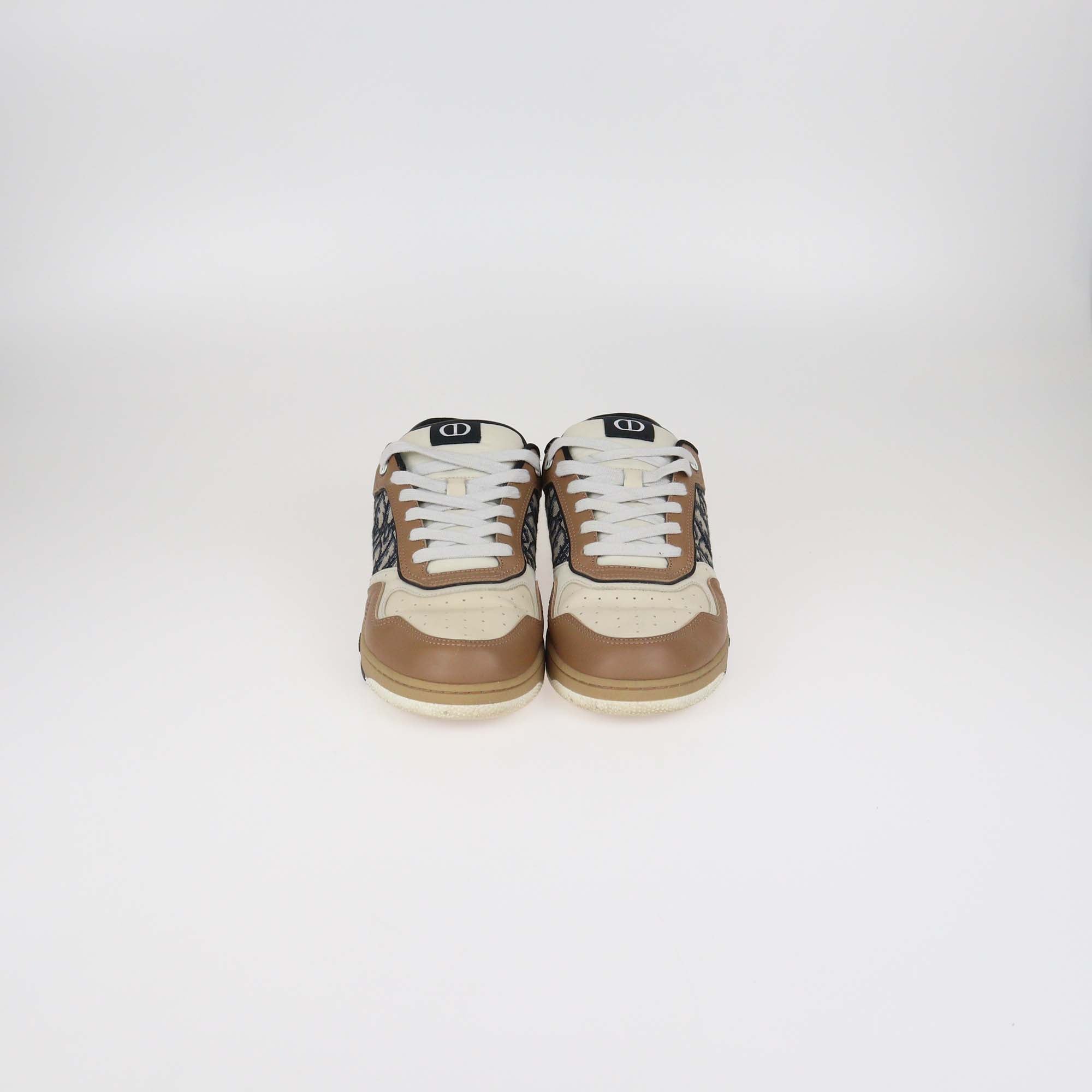 Christian Dior Brown Leather and Oblique Canvas B27 Low Top Sneakers