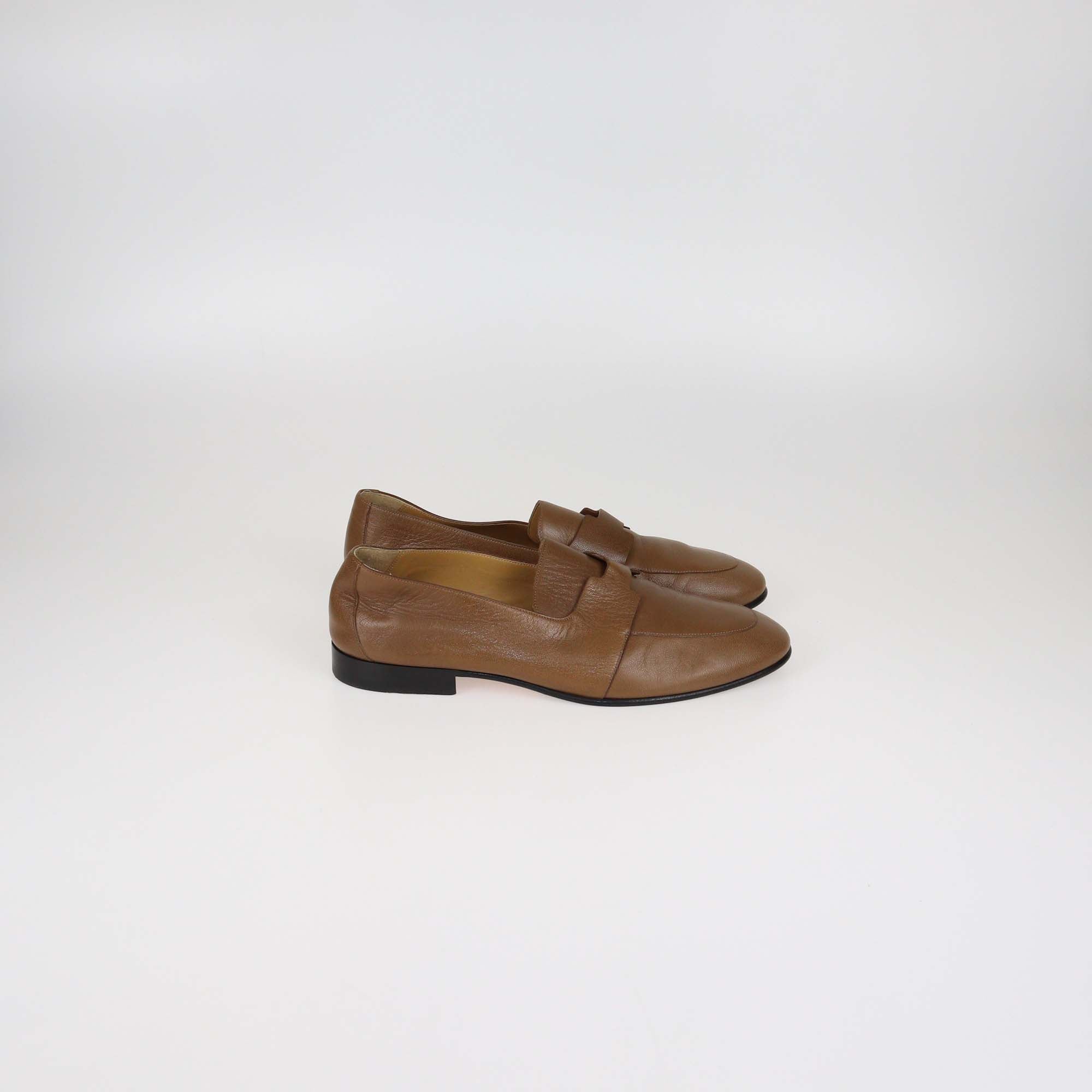 Hermes Brown Mysore Leather Ancora Loafers