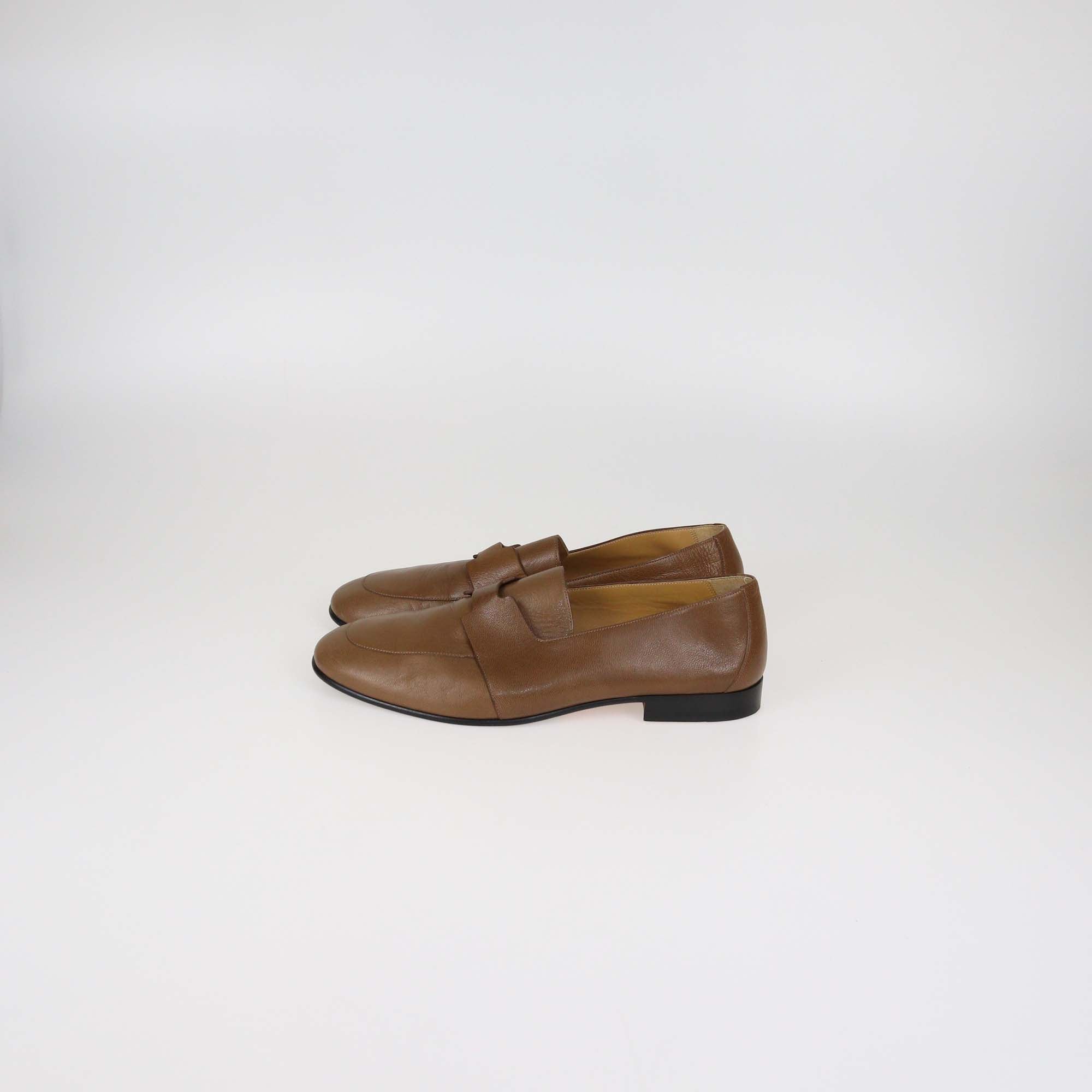 Hermes Brown Mysore Leather Ancora Loafers