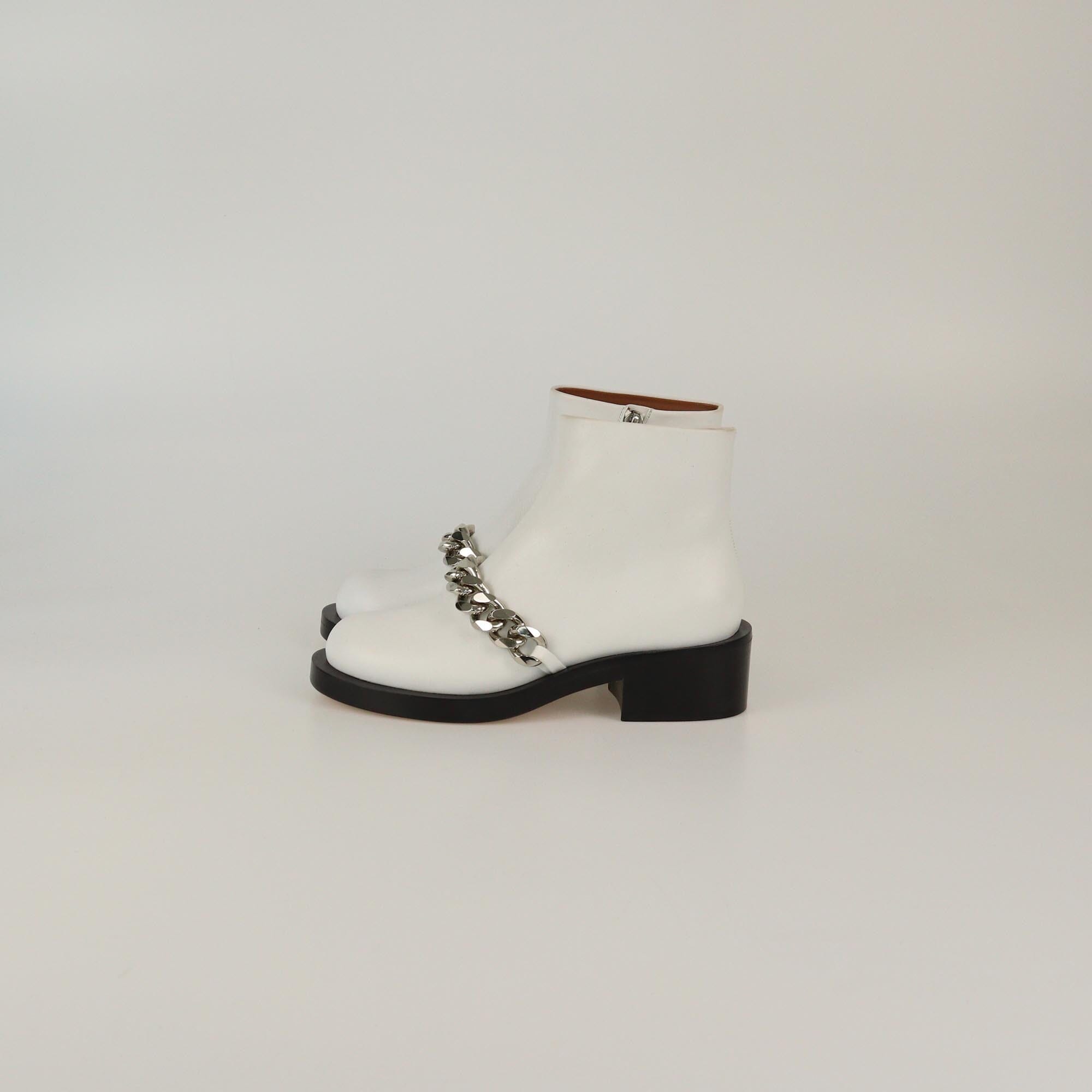 Givenchy White Chain Link Laura Ankle Boots Womens Givenchy