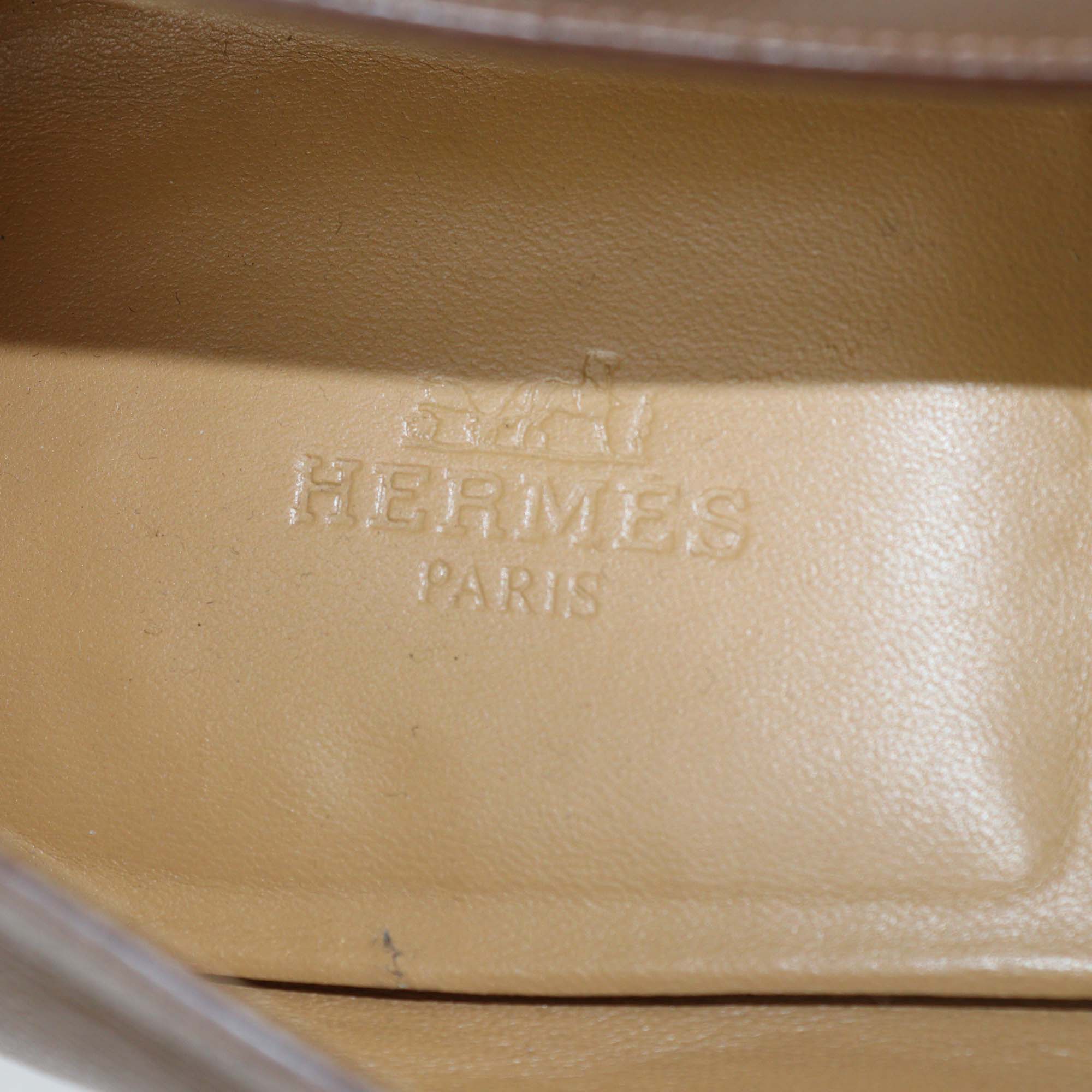 Hermes Brown Mysore Leather Ancora Loafers
