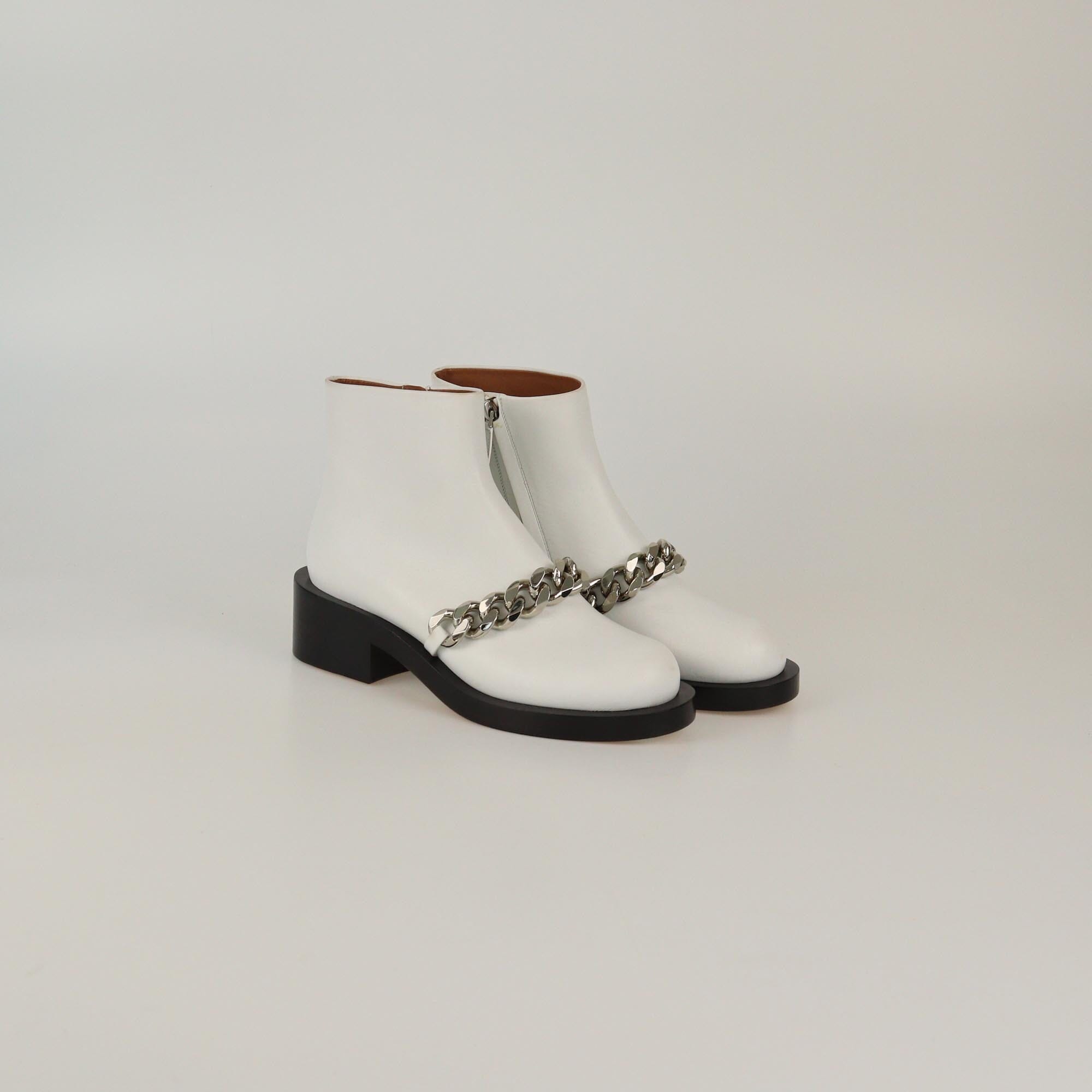 Givenchy White Chain Link Laura Ankle Boots Womens Givenchy
