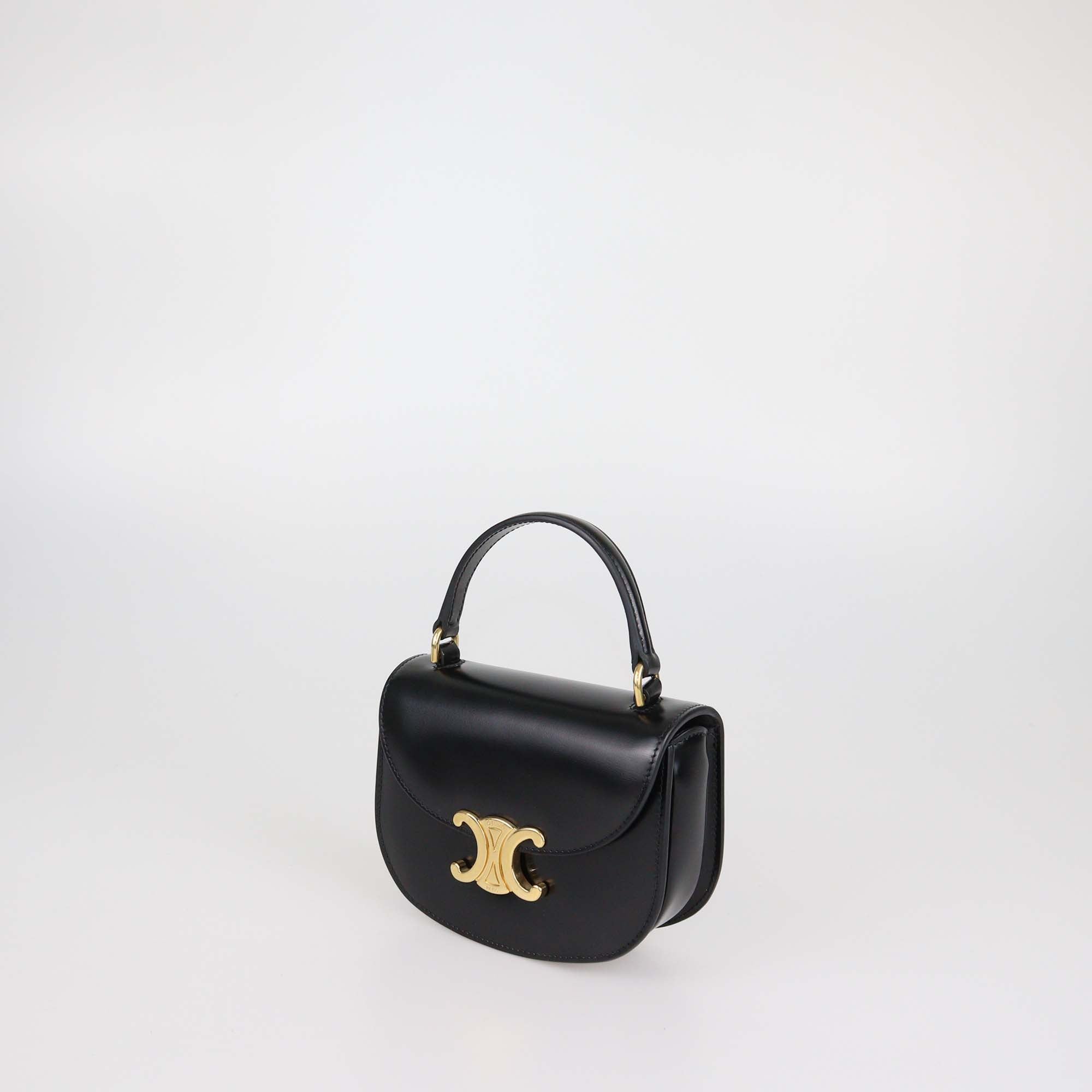 Celine Black Glossy Leather Mini Besace Clea Bag